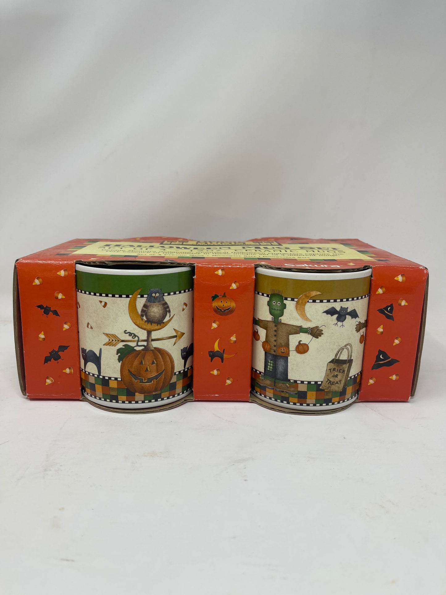 Debbie Mumm Sakura Halloween Dessert Ceramic Plates & Mugs In Original Box