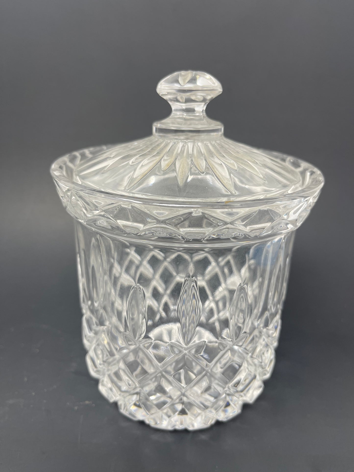 Gorham Crystal King Edward Biscuit Barrel W/ Lid & Toothpick Holders