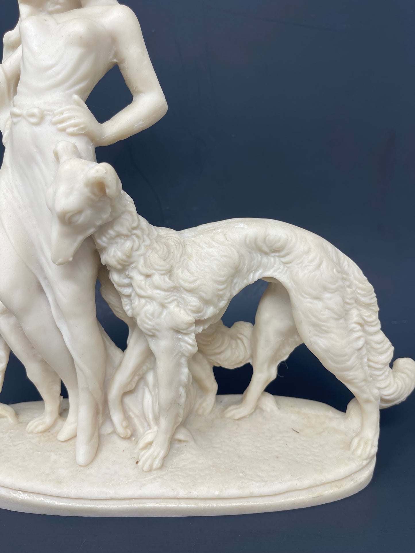 Art Deco Lady W/ Wolfhounds Figurine