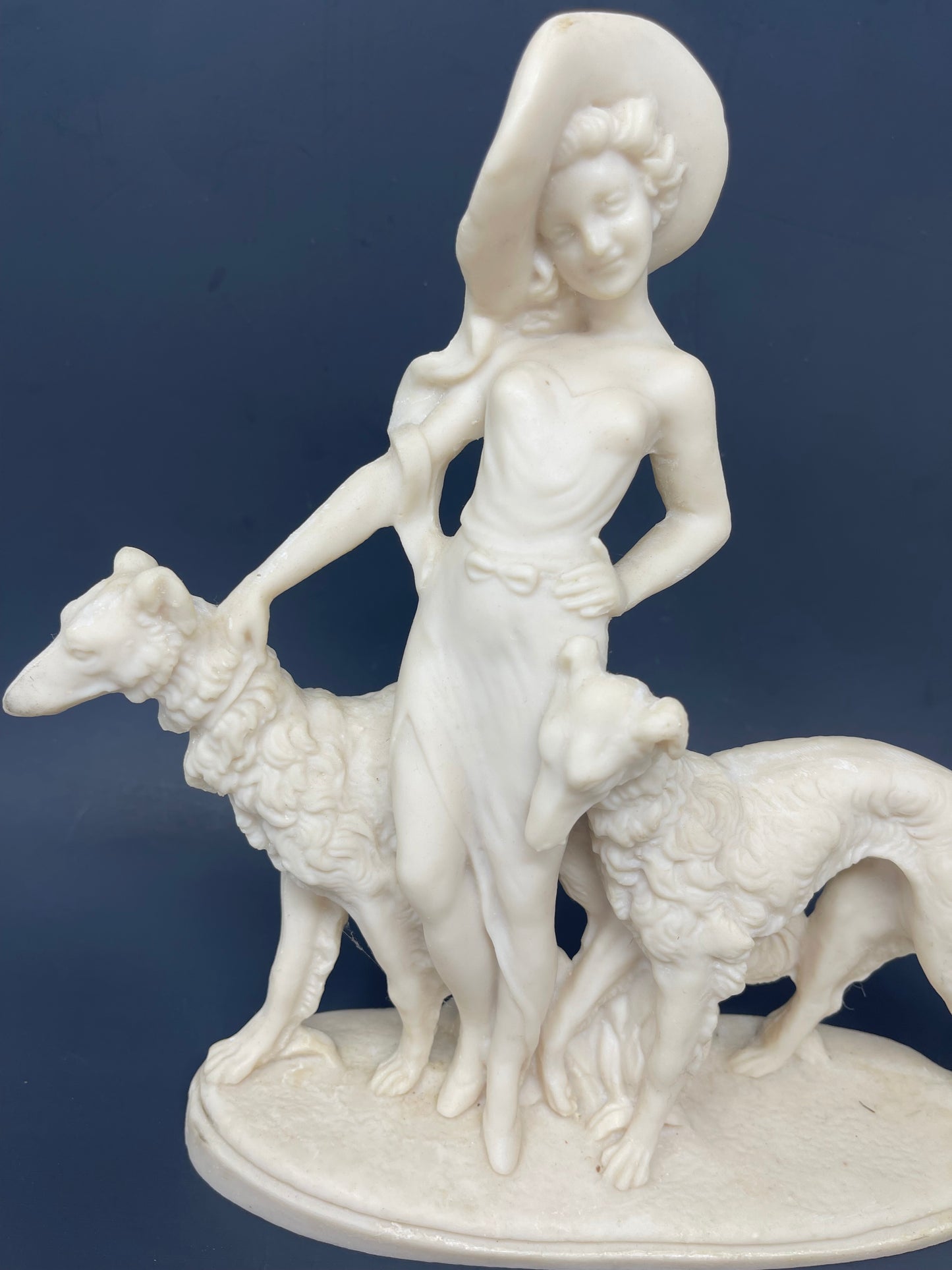 Art Deco Lady W/ Wolfhounds Figurine