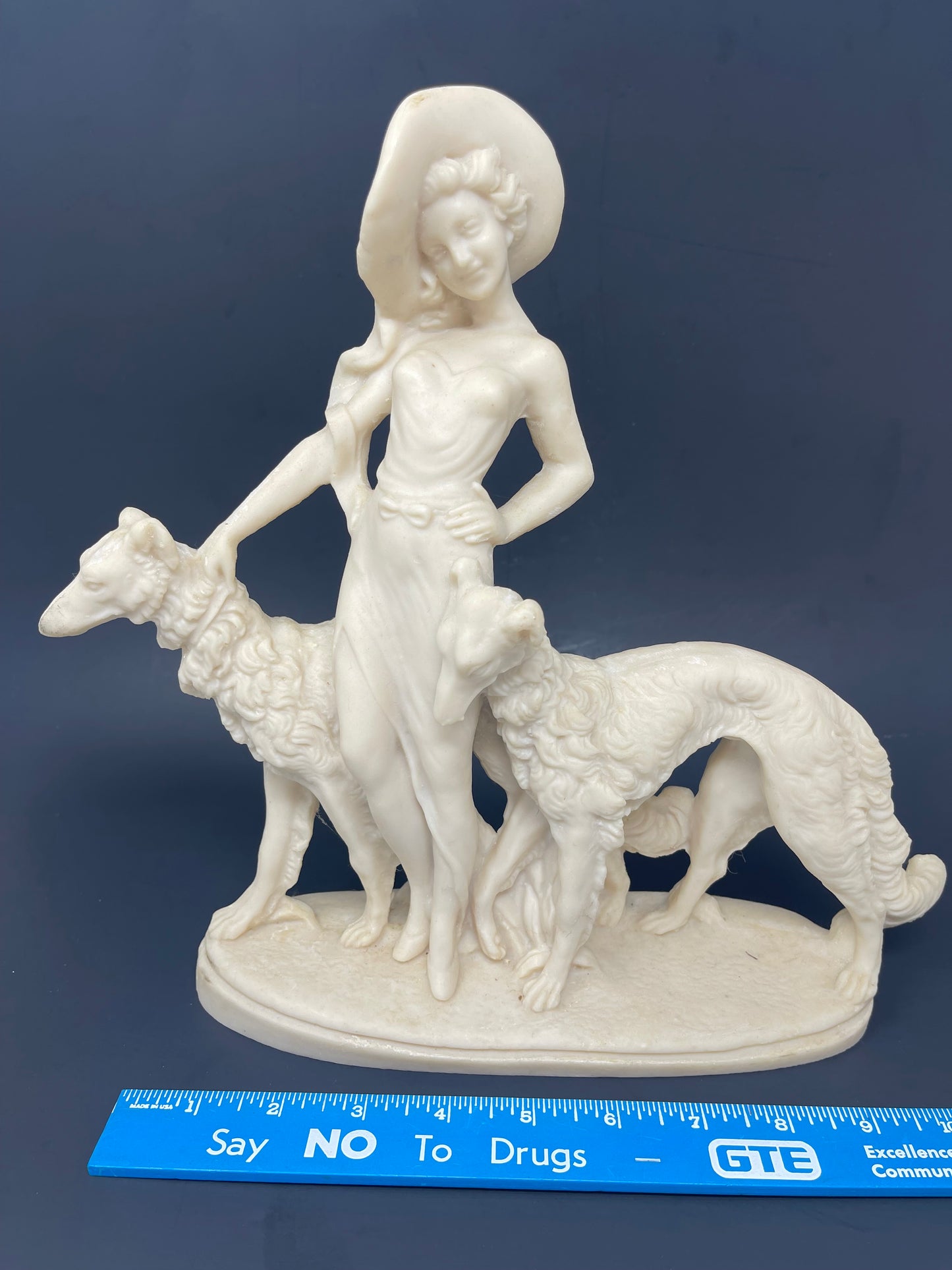 Art Deco Lady W/ Wolfhounds Figurine