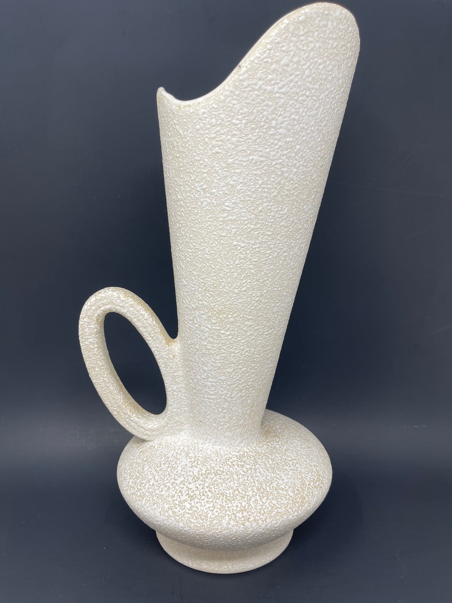 Vintage Mid Century Modern 14" White Splatter Vase