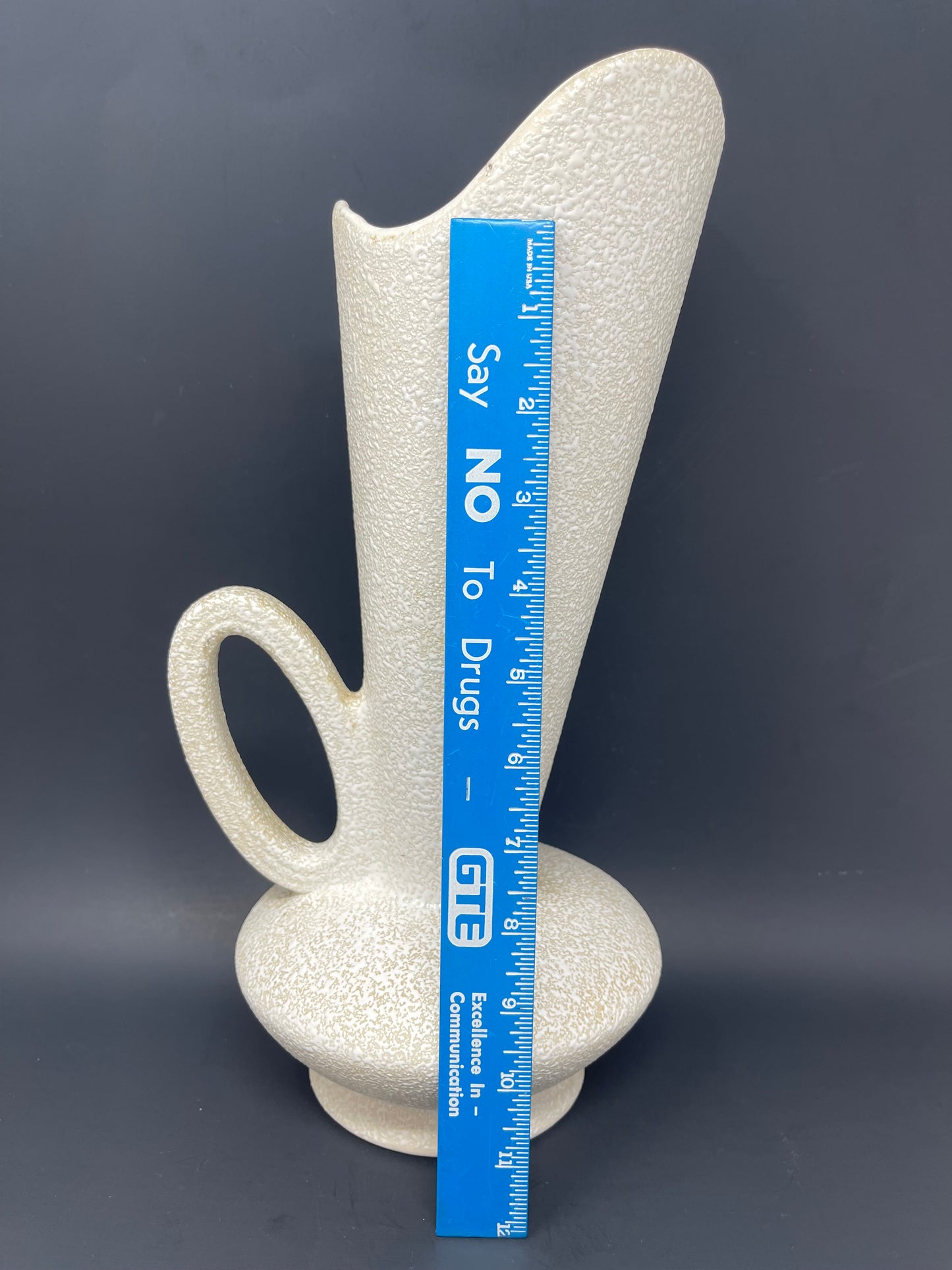Vintage Mid Century Modern 14" White Splatter Vase