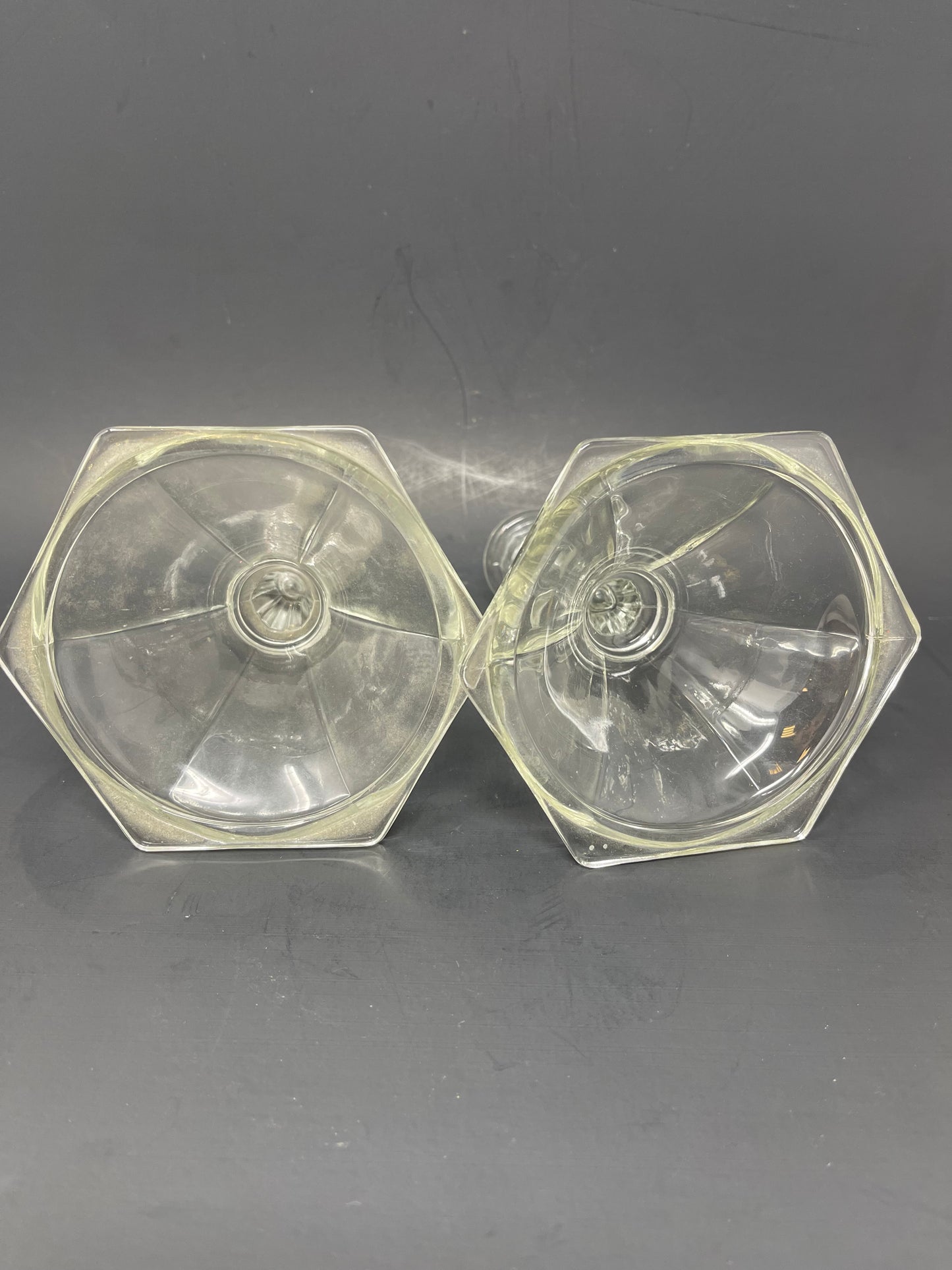 Pair Of Clear Glass Candle Holders