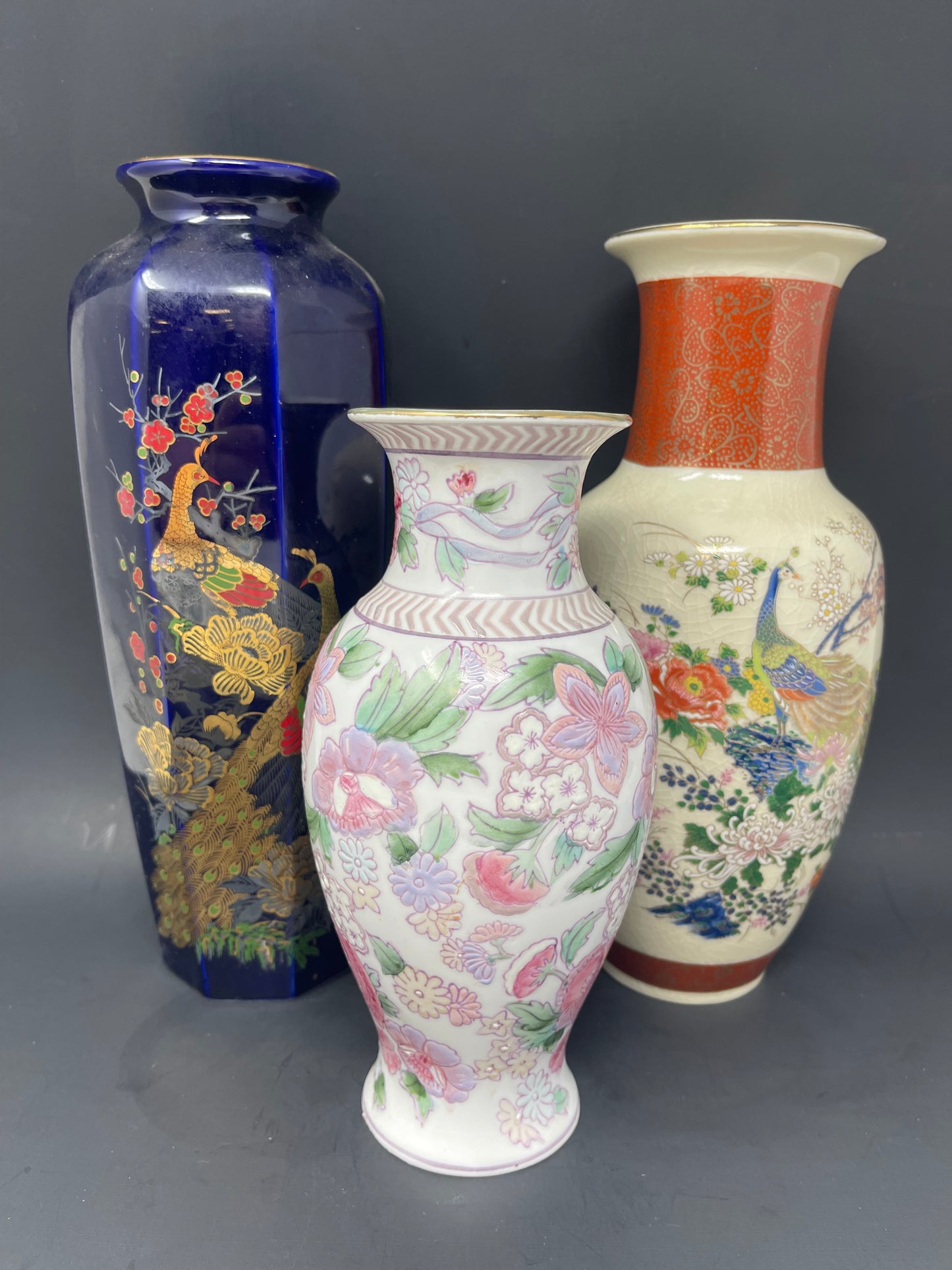 Lot Of 3 Asian Inspired Vases