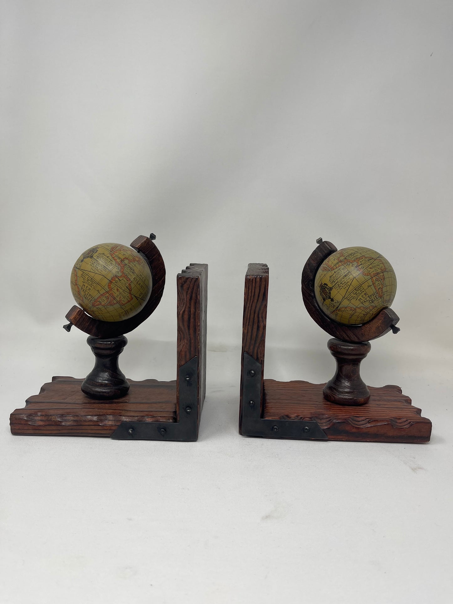 Rotating Globe Wooden Bookends