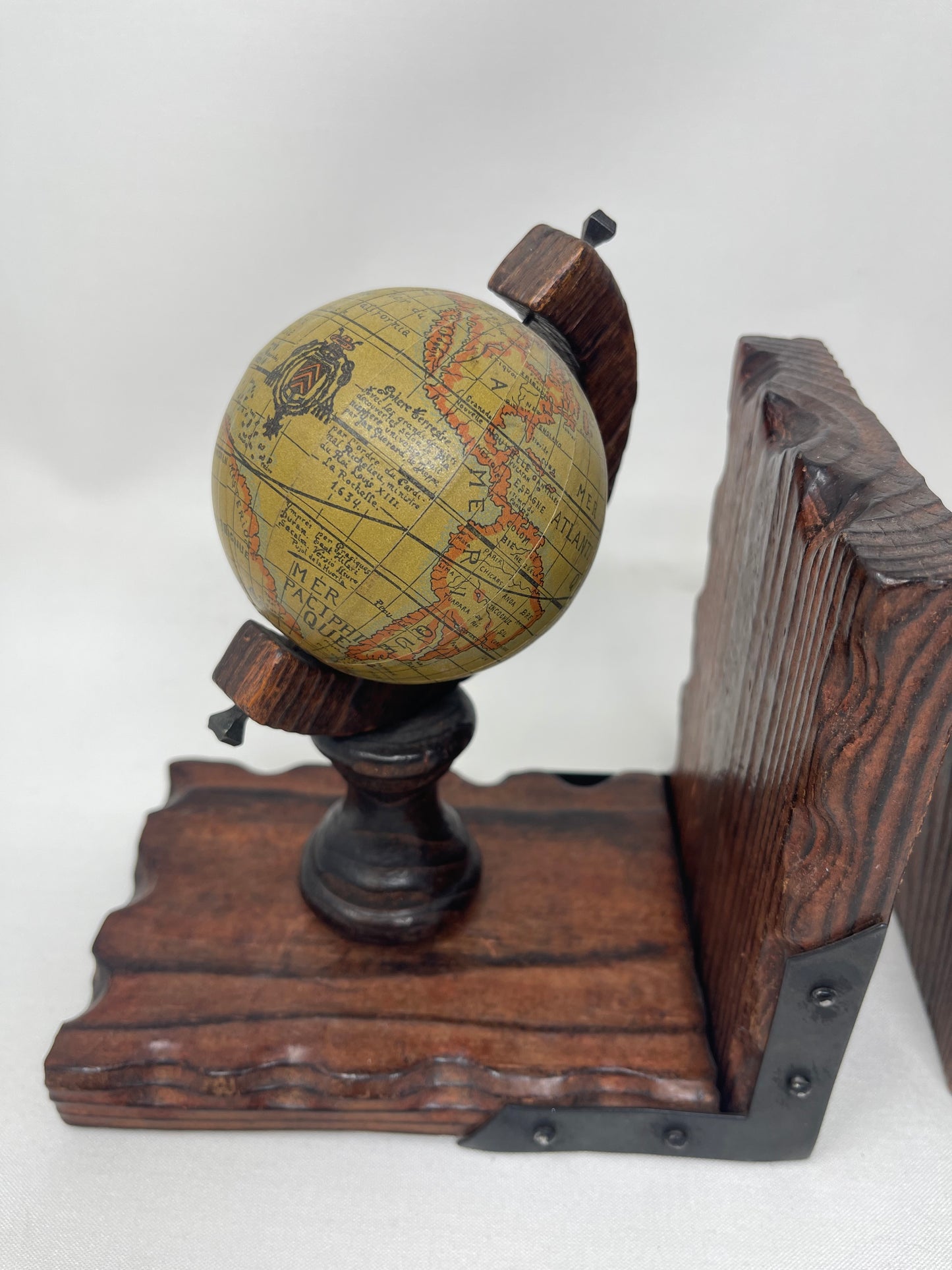 Rotating Globe Wooden Bookends