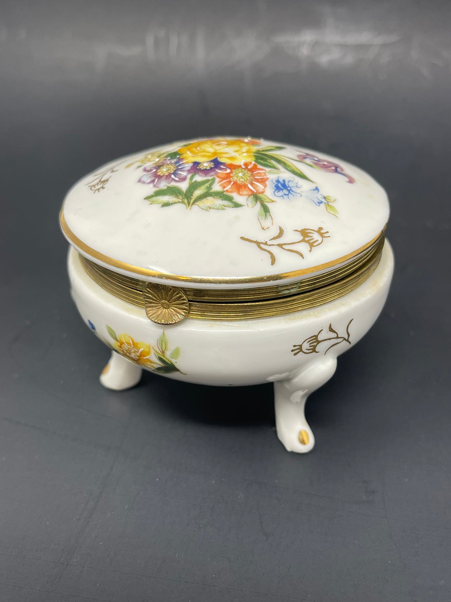 Napco Hand Painted Porcelain Trinket Box