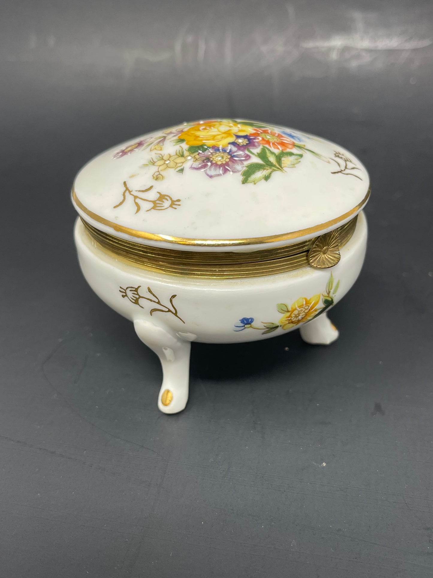 Napco Hand Painted Porcelain Trinket Box
