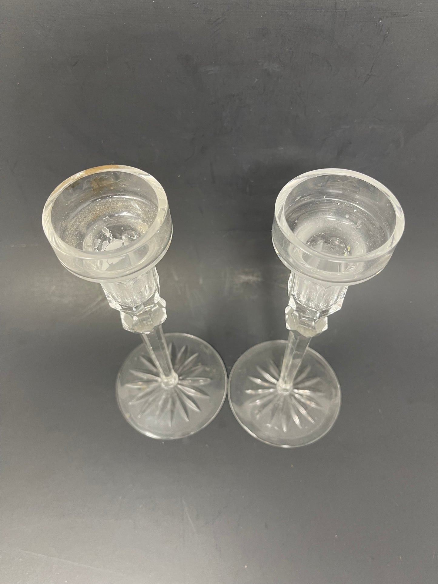 Pair Of Rogaska Crystal Candle Holders