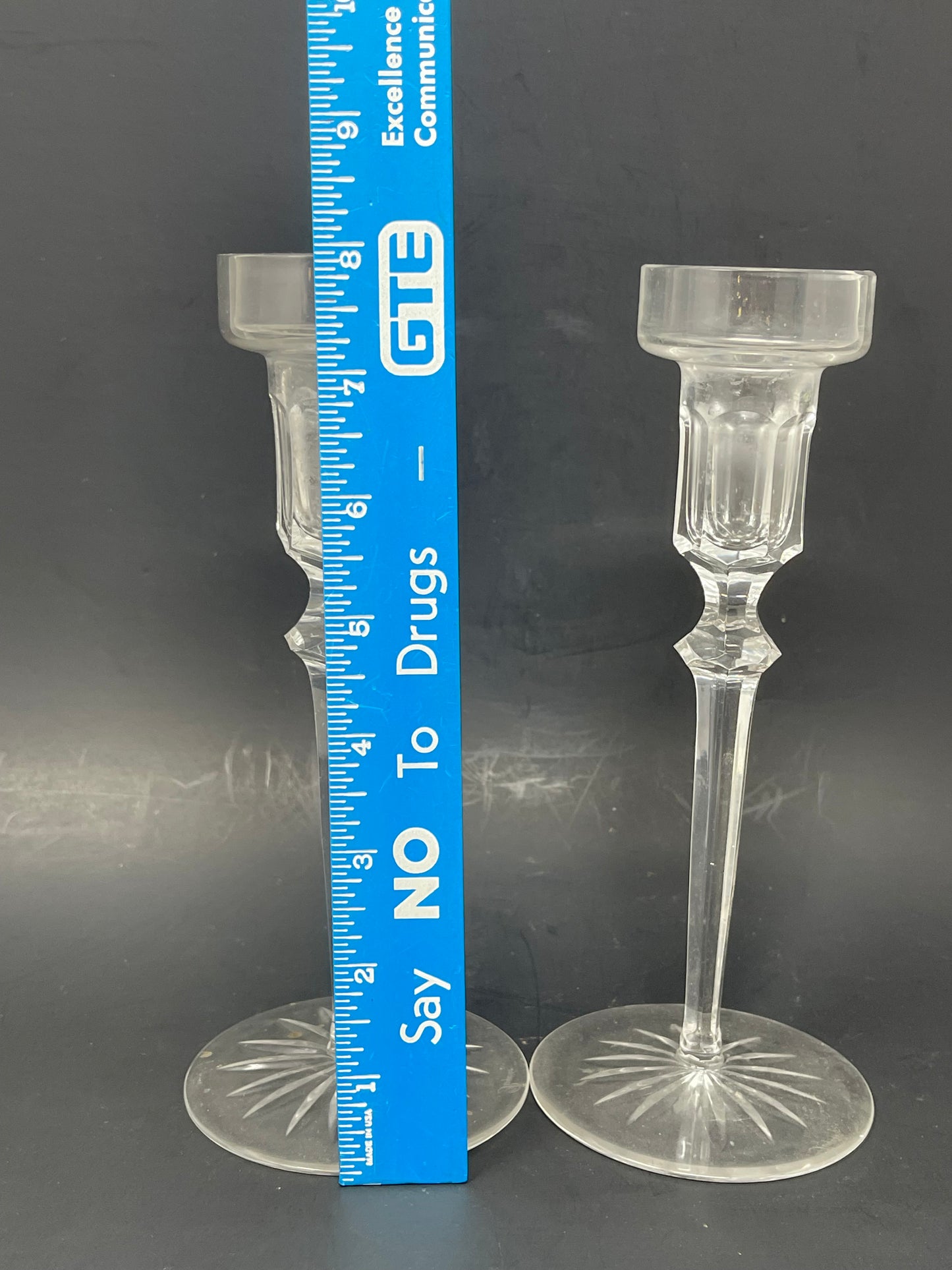 Pair Of Rogaska Crystal Candle Holders