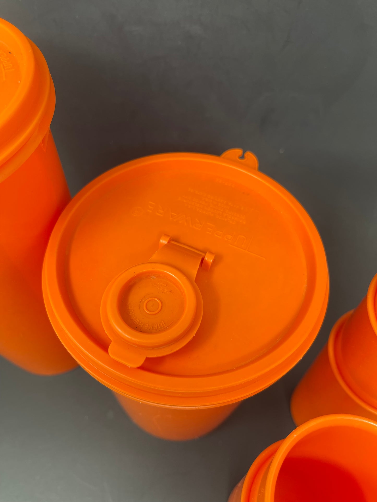 Vintage Orange Tupperware Drink Buddies W/ Cups