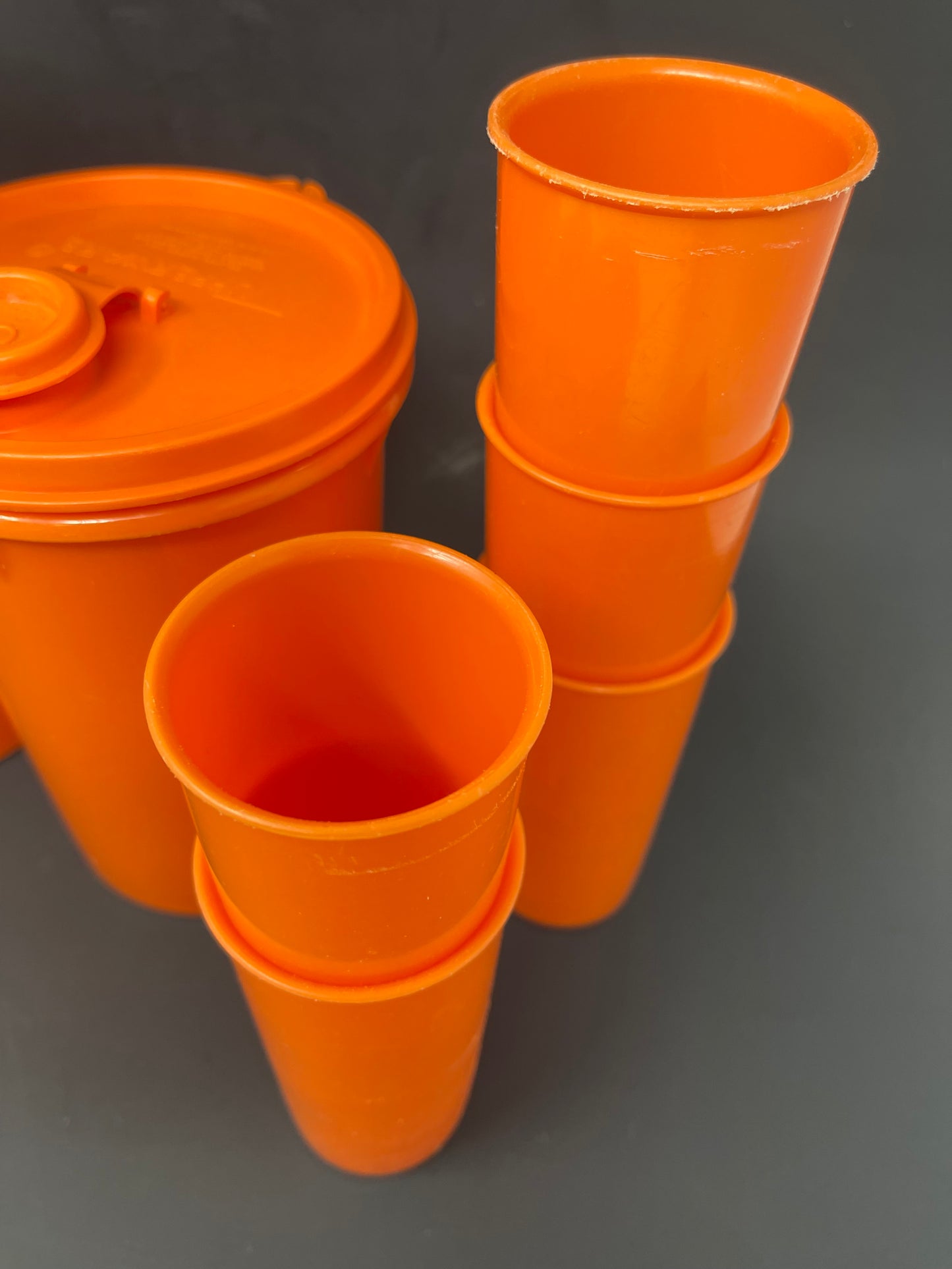 Vintage Orange Tupperware Drink Buddies W/ Cups