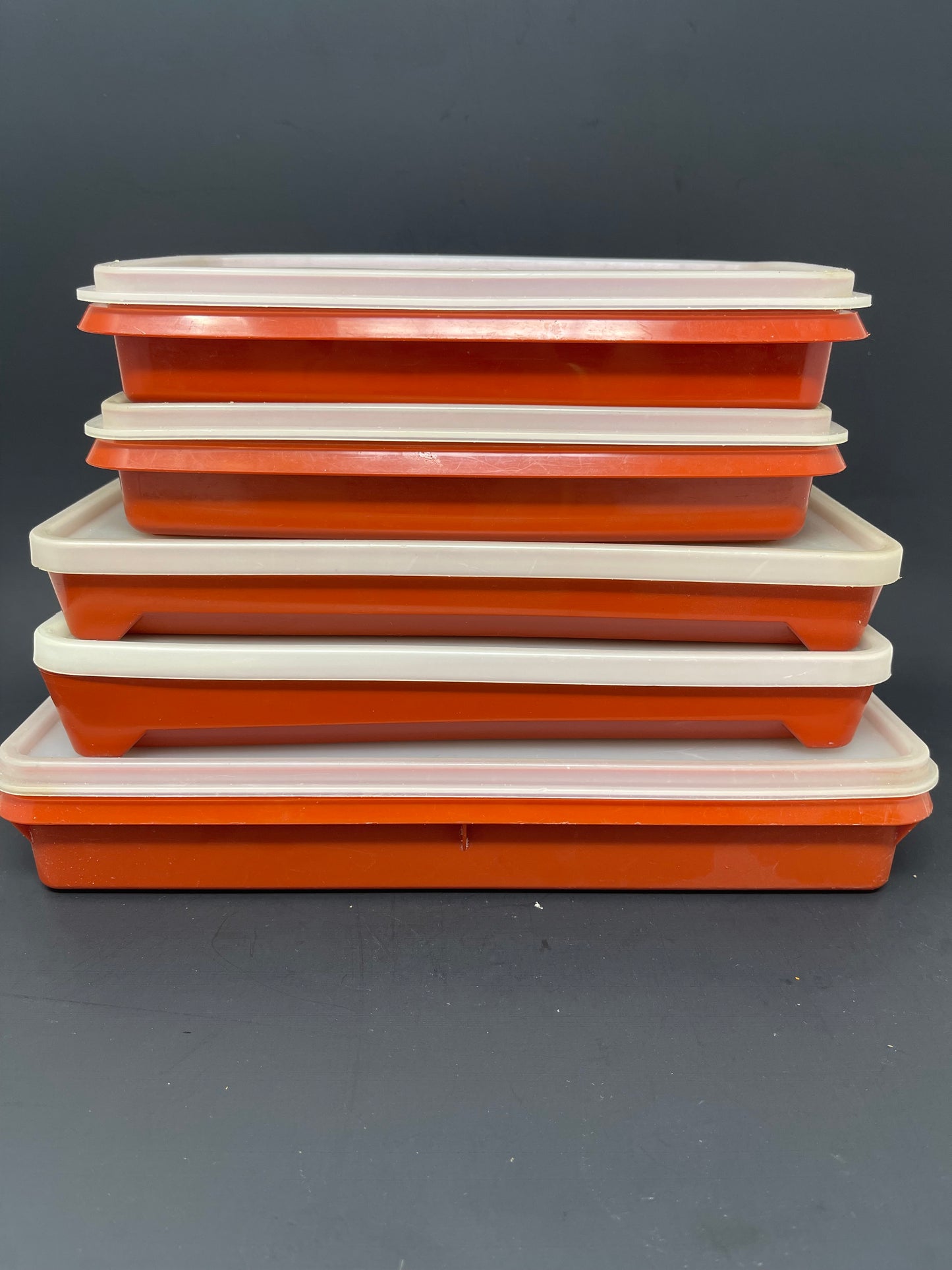 Vintage Set Of 5 Burnt Orange Tupperware