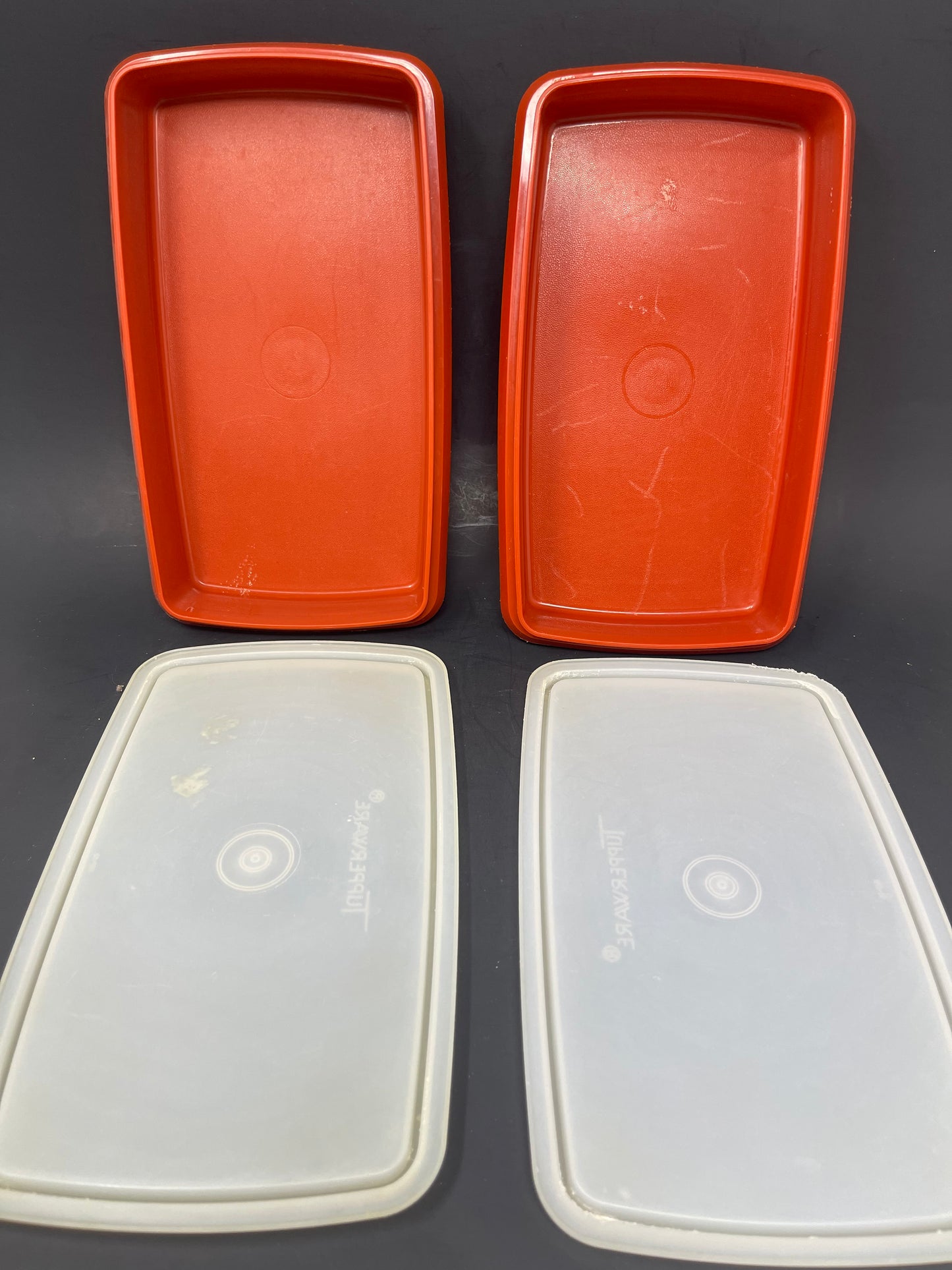 Vintage Set Of 5 Burnt Orange Tupperware