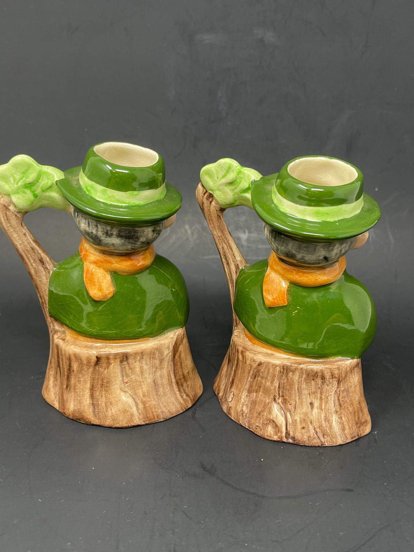 Irish Leprechaun Ceramic Candle Holders