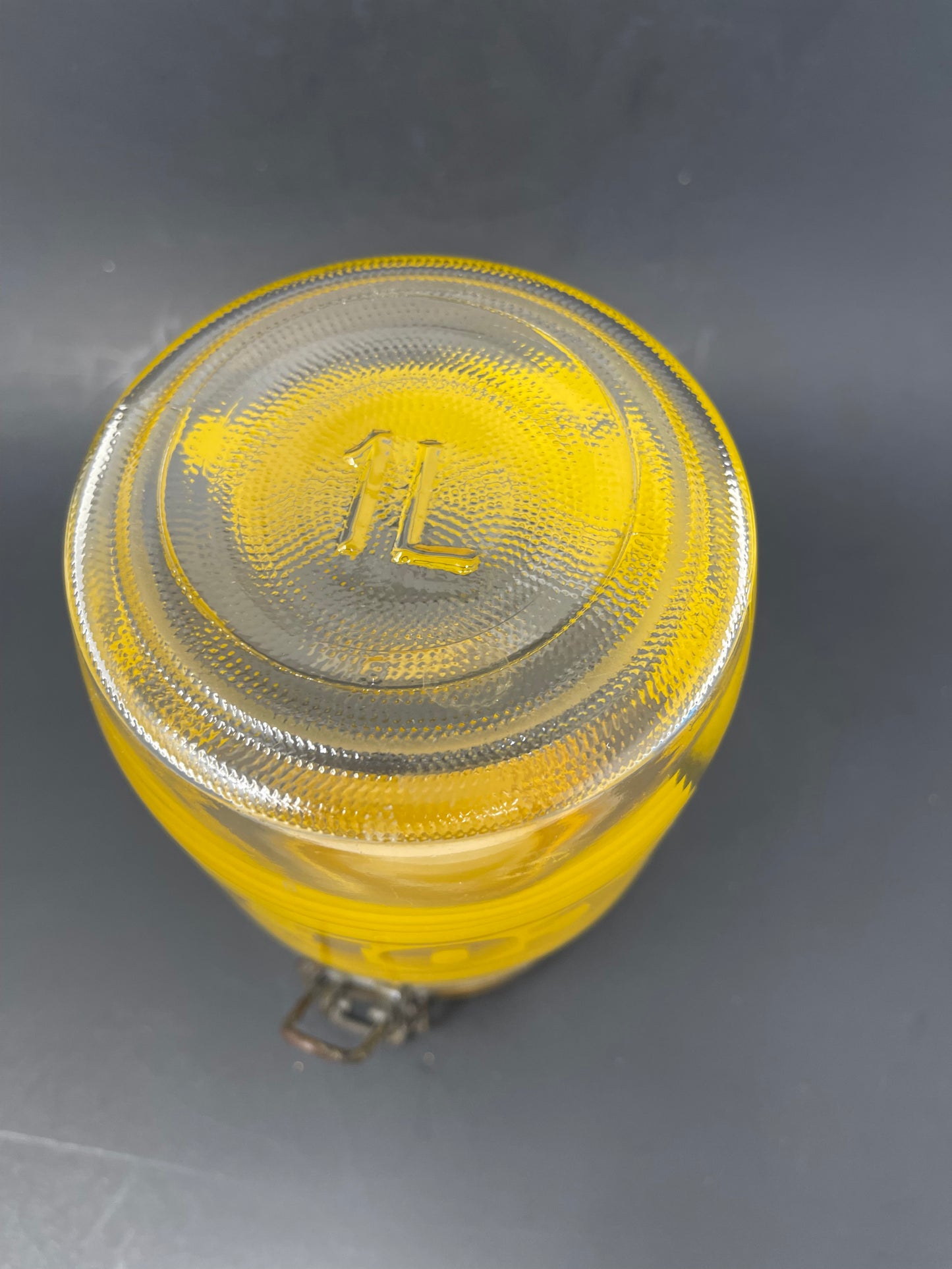 70's Glass Yellow Coffee Storage Flip Top Canister