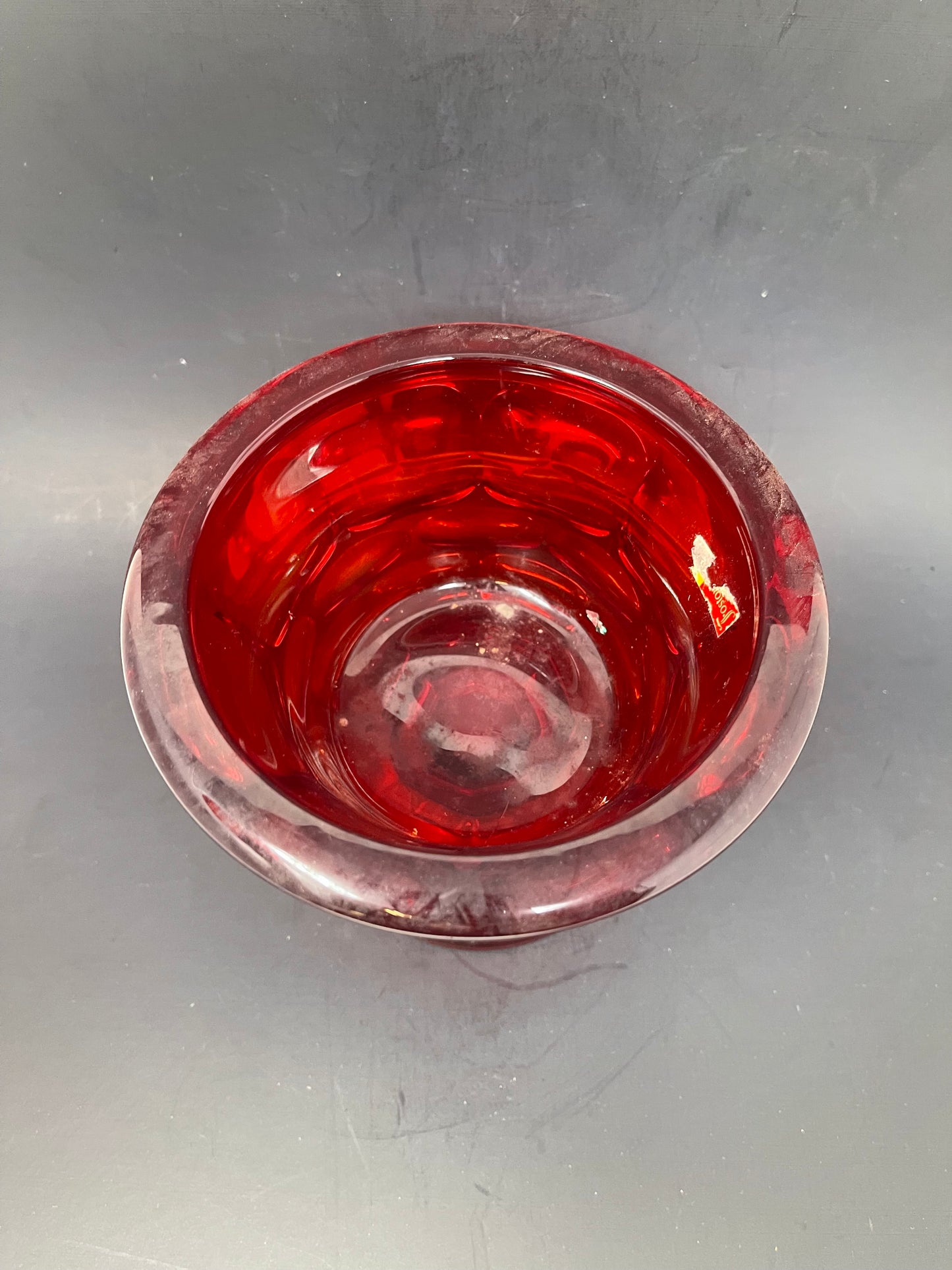 Vintage Fistoria Argus Ruby Red Footed Capote Dish W/ Lid