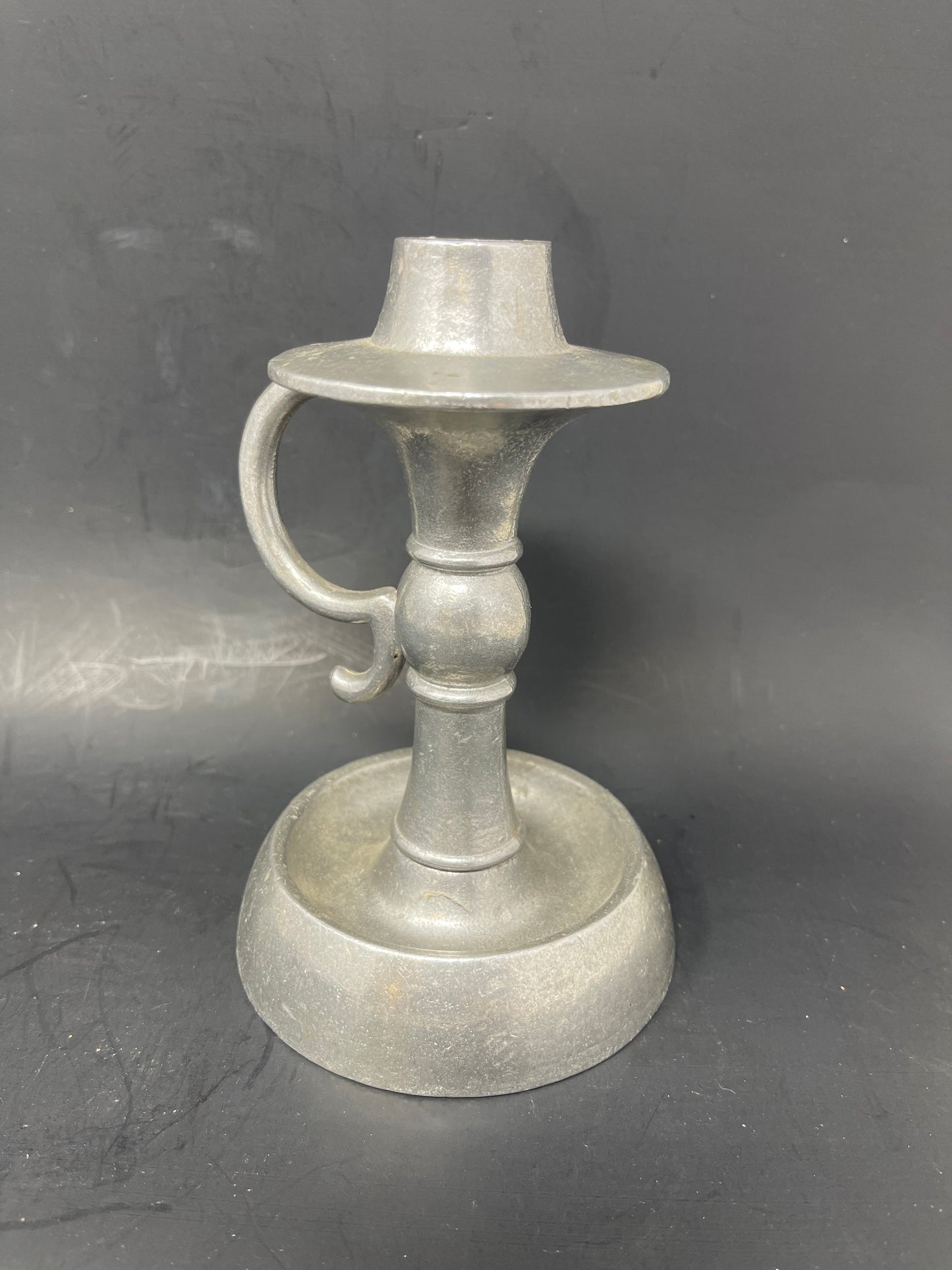 Vintage Sexton Pewter Platter & Candlestick Holder