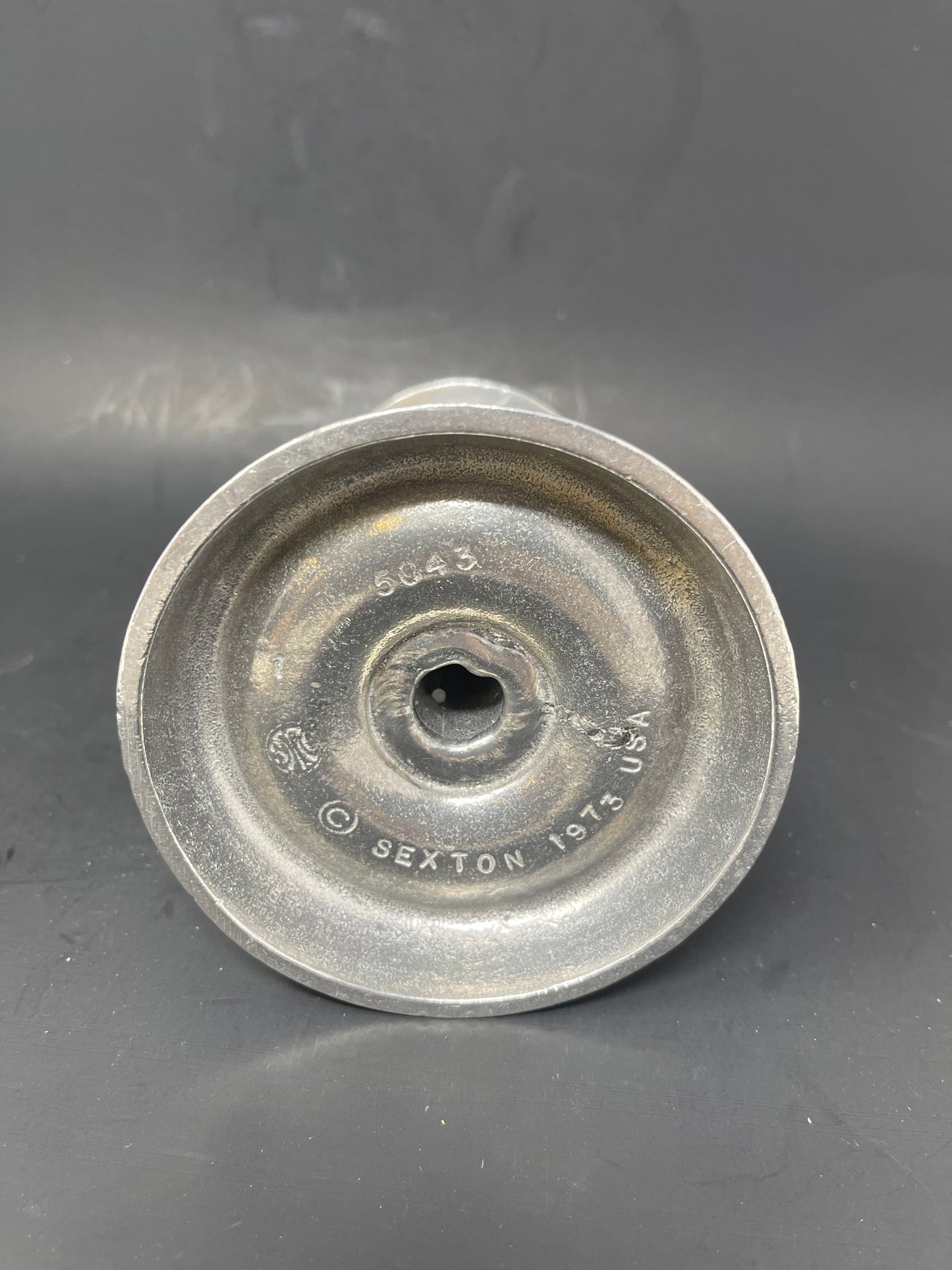 Vintage Sexton Pewter Platter & Candlestick Holder