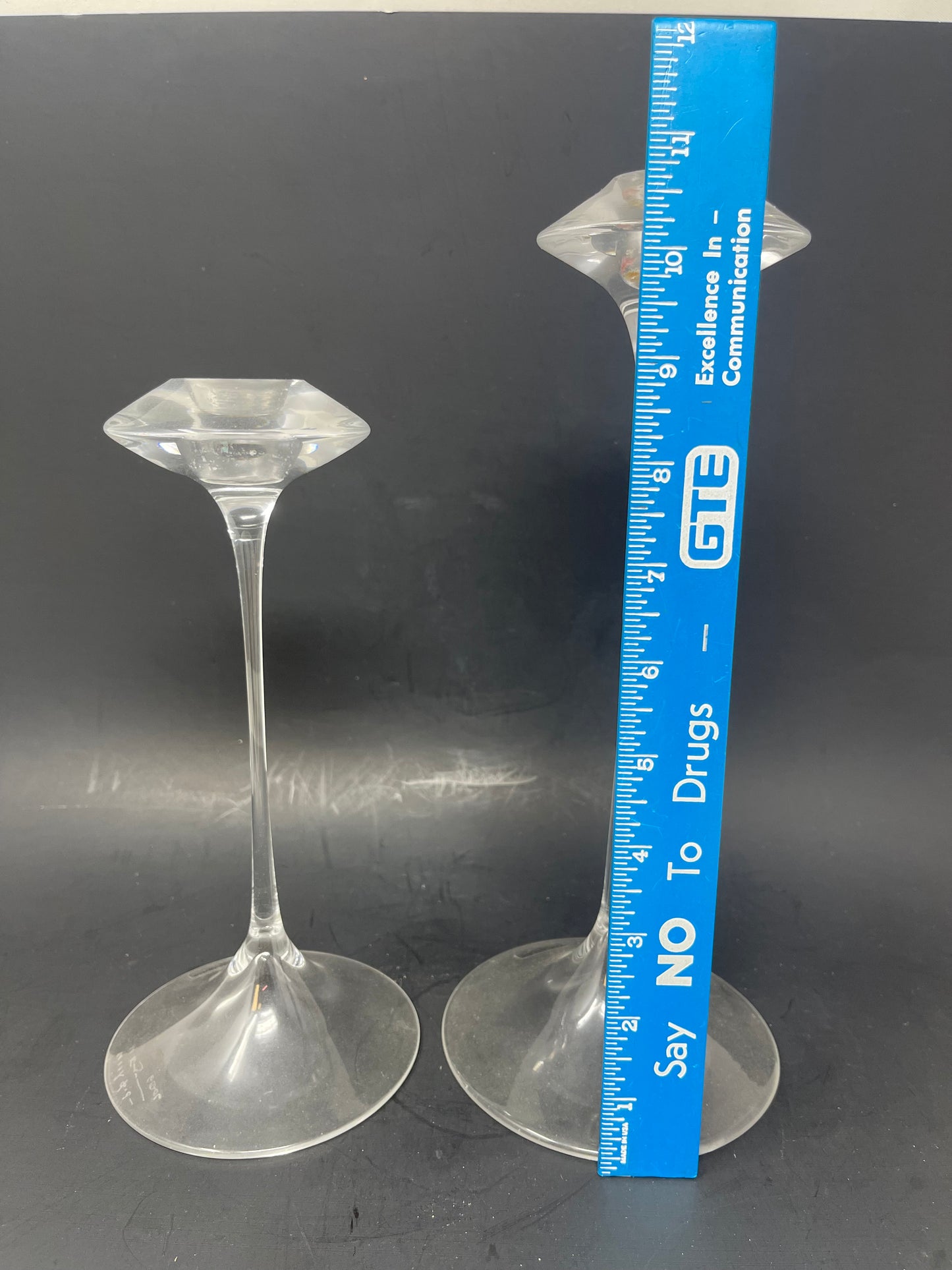 Set Of 2 Kosta Boda Crystal Candlestick Holders