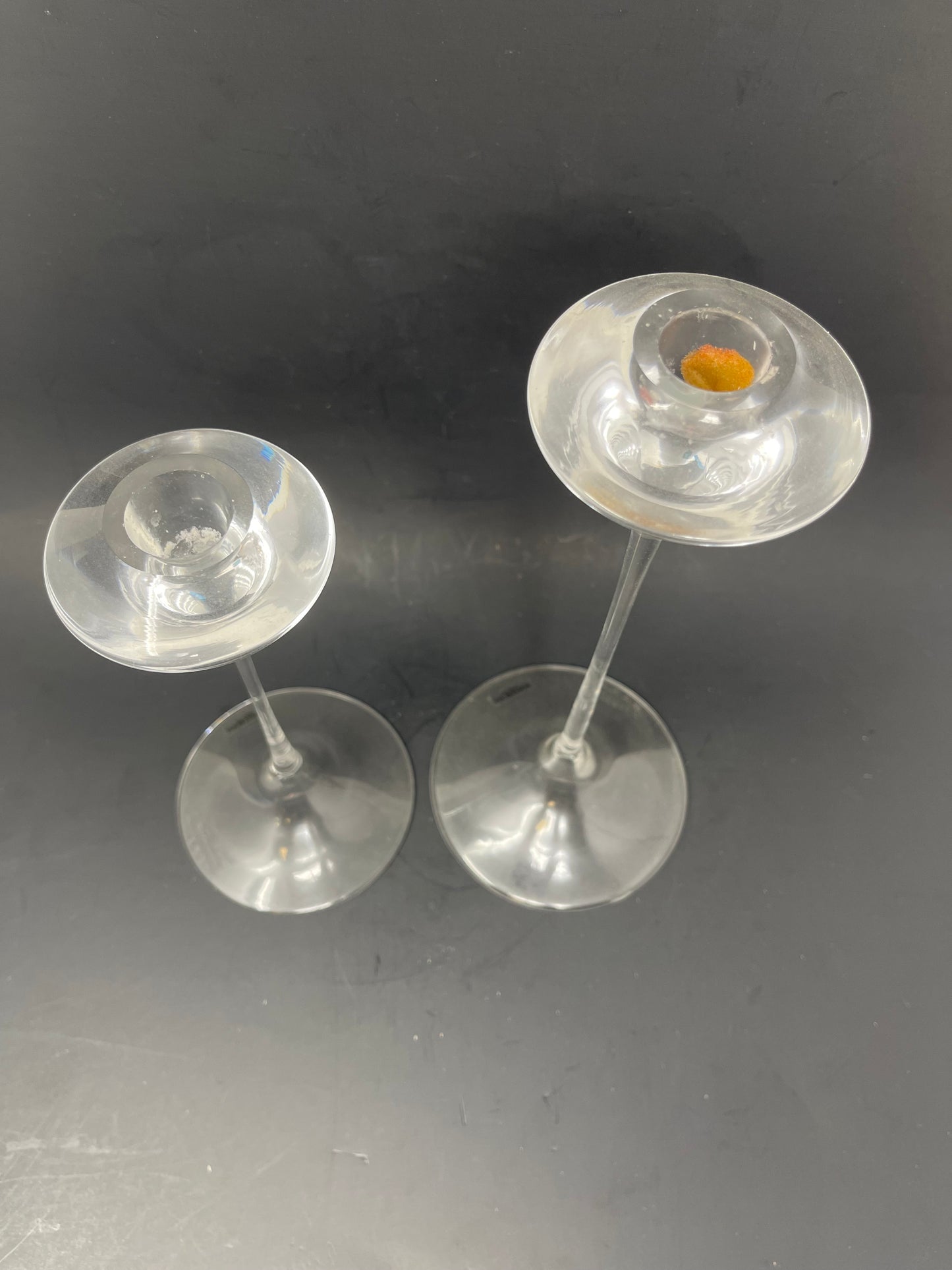Set Of 2 Kosta Boda Crystal Candlestick Holders