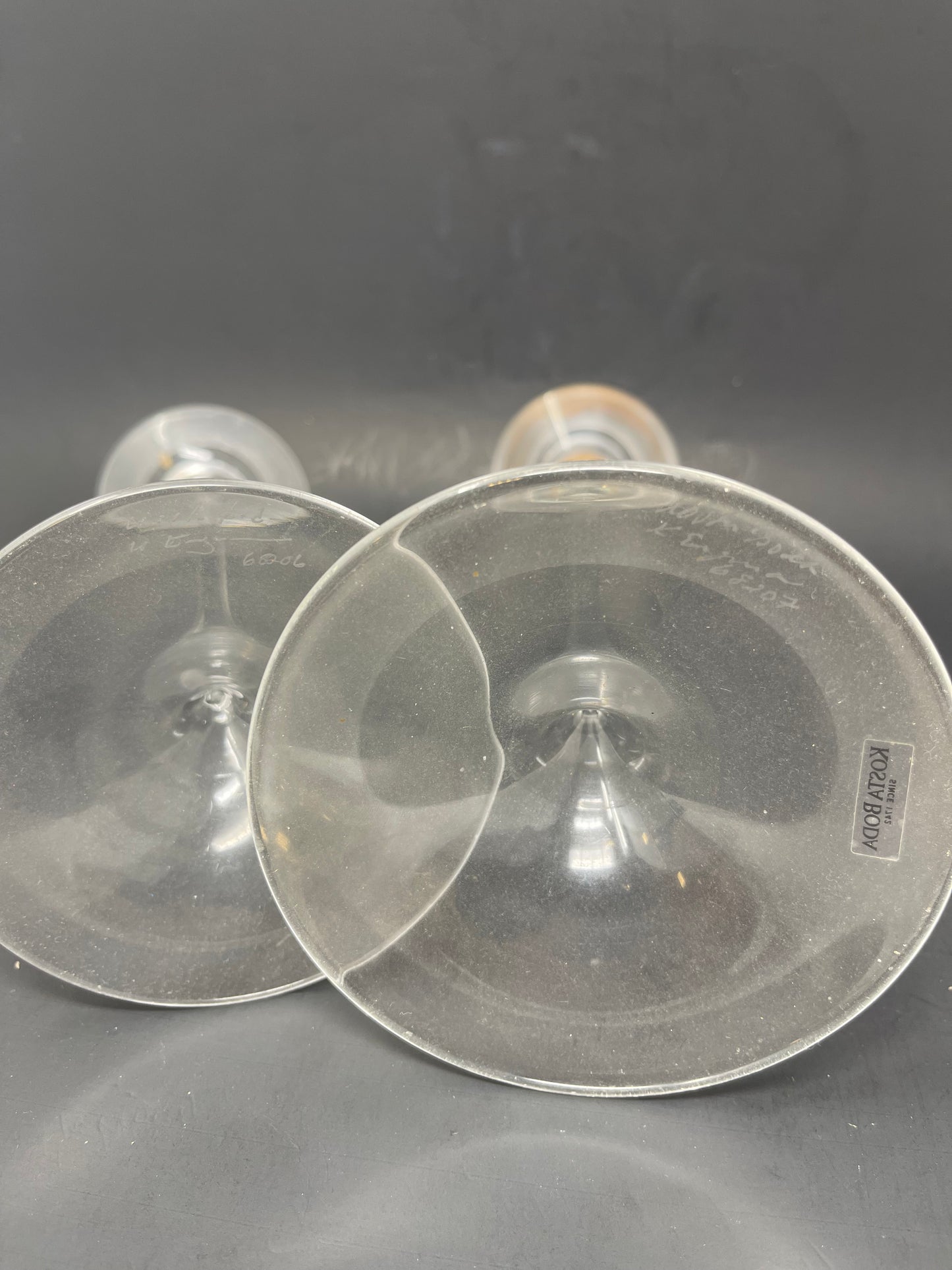 Set Of 2 Kosta Boda Crystal Candlestick Holders
