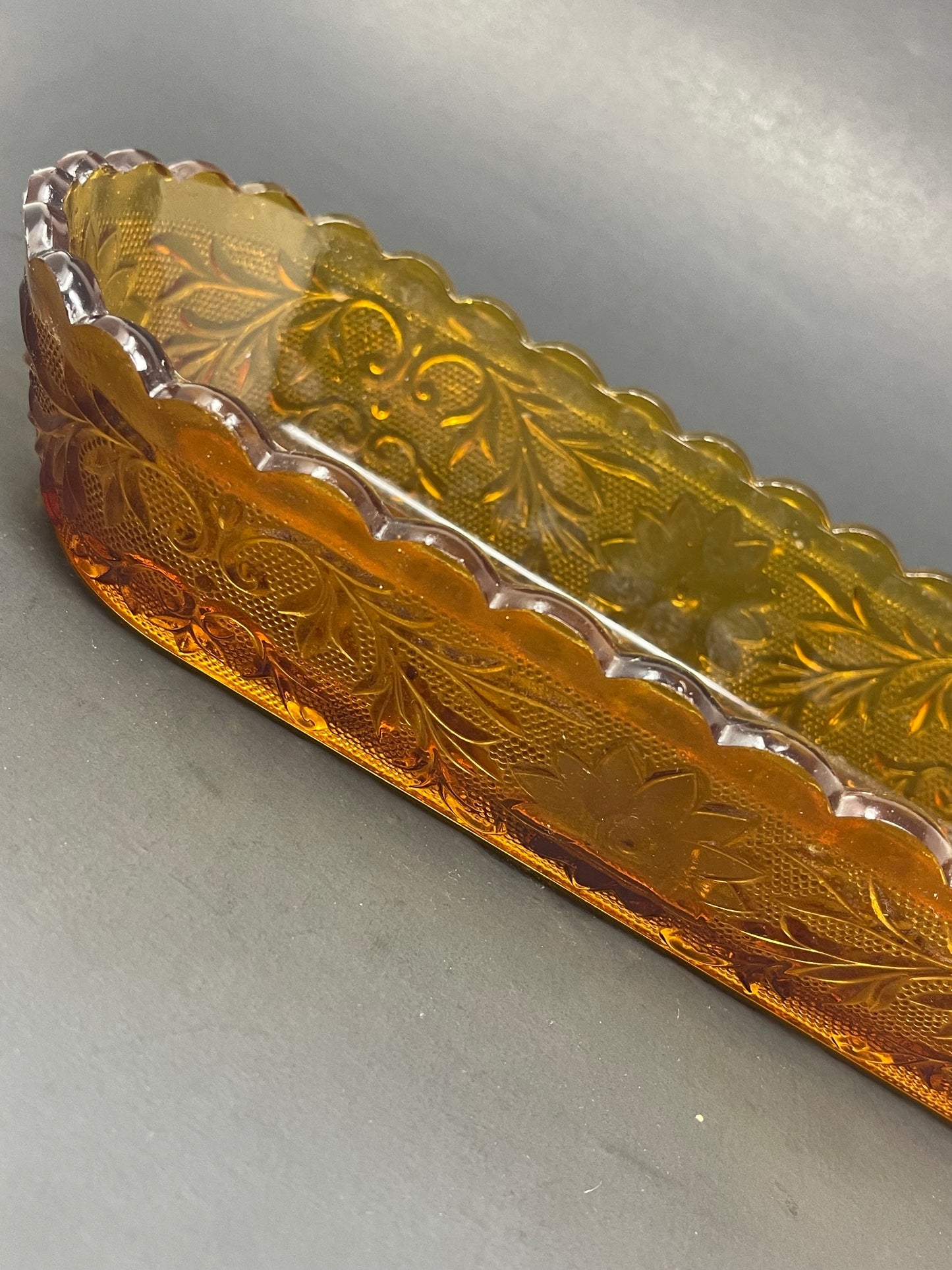 Indiana Glass Tiara Amber Celery Dish