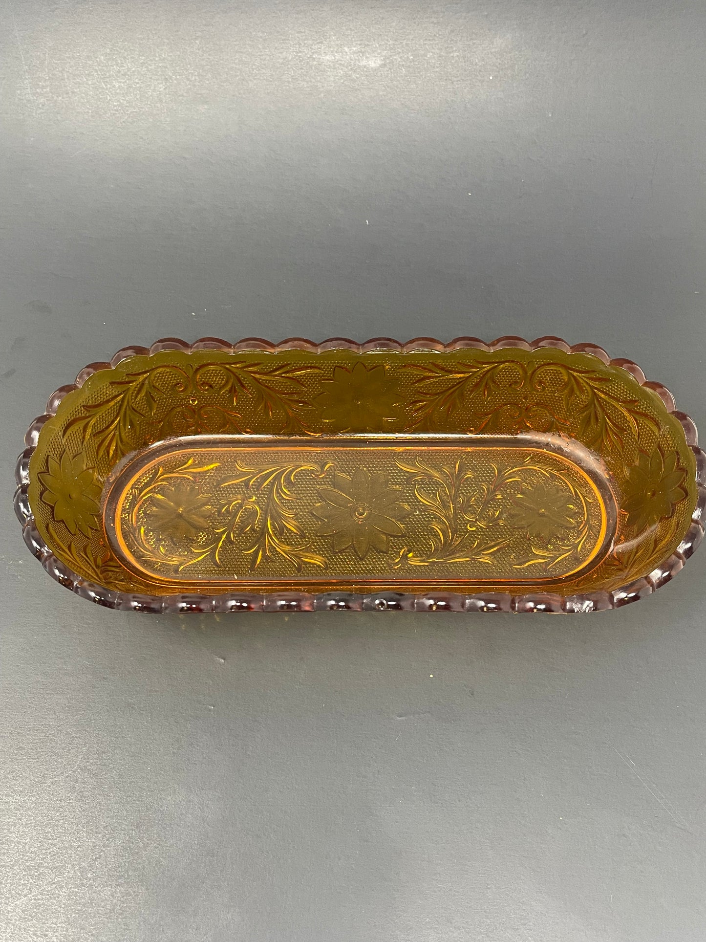 Indiana Glass Tiara Amber Celery Dish