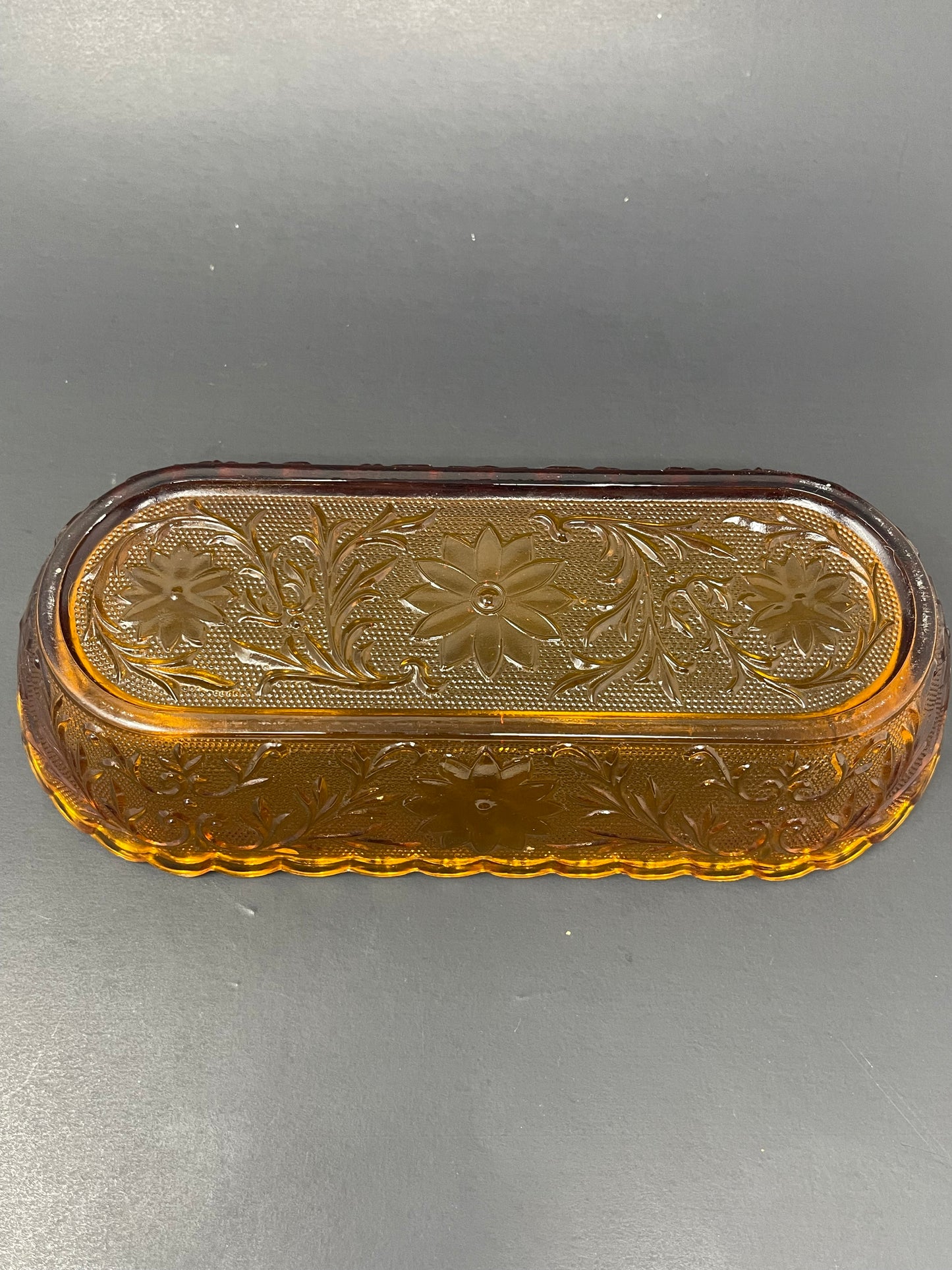 Indiana Glass Tiara Amber Celery Dish