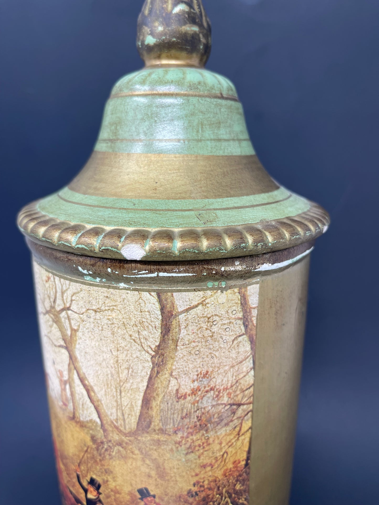Vintage Hunting Scene Canister