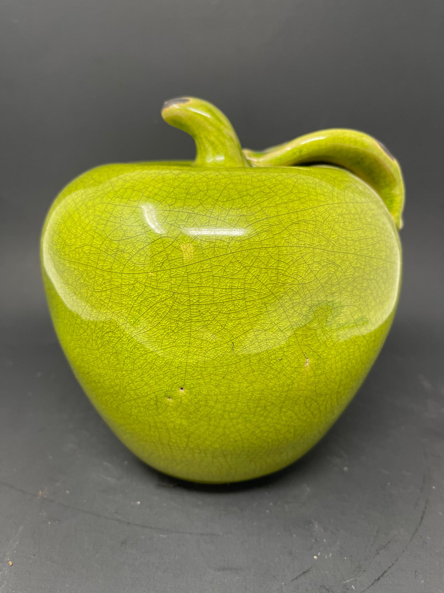 Large Green Ceramic Apple Decor