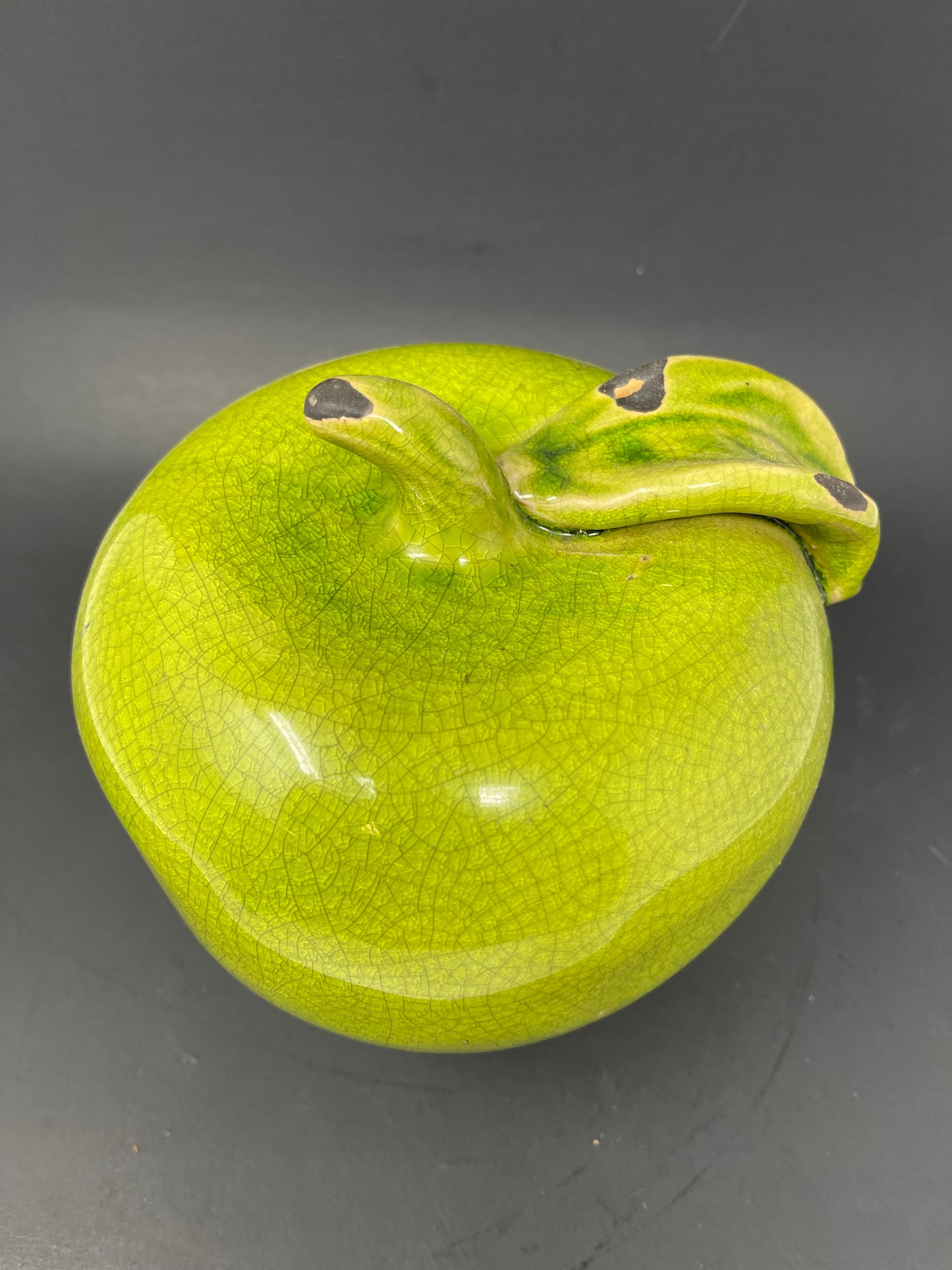 Large Green Ceramic Apple Decor