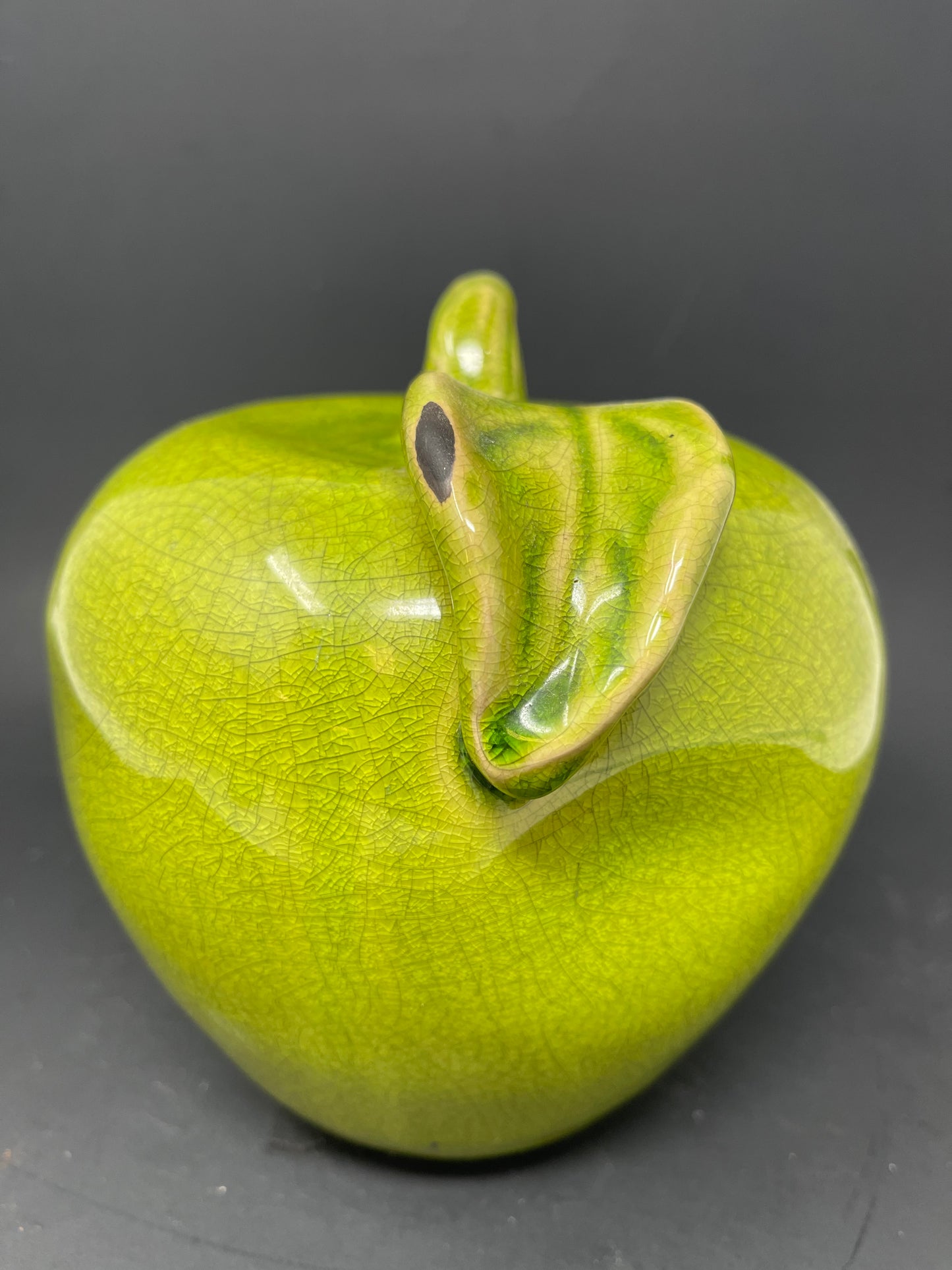 Large Green Ceramic Apple Decor