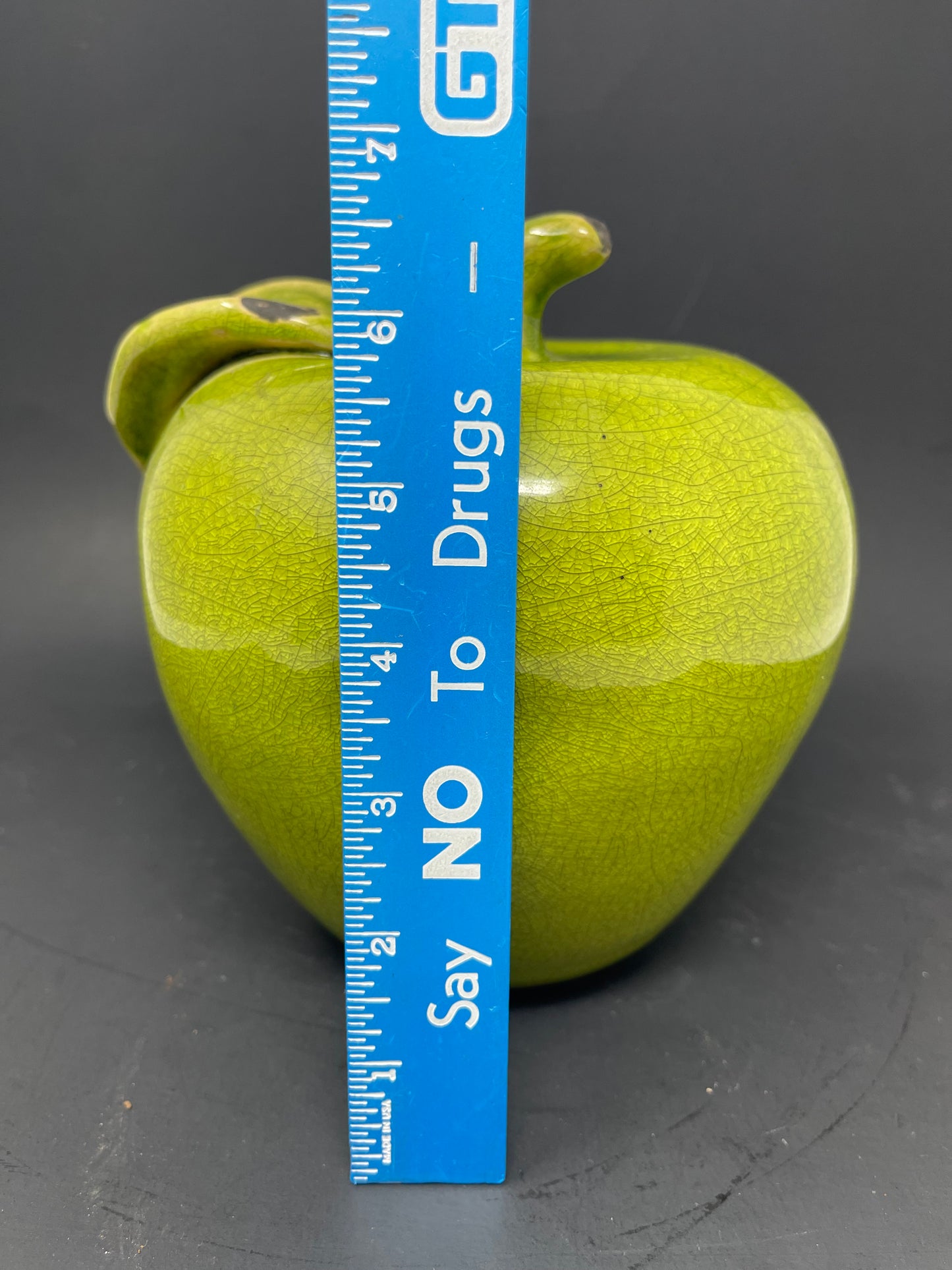 Large Green Ceramic Apple Decor