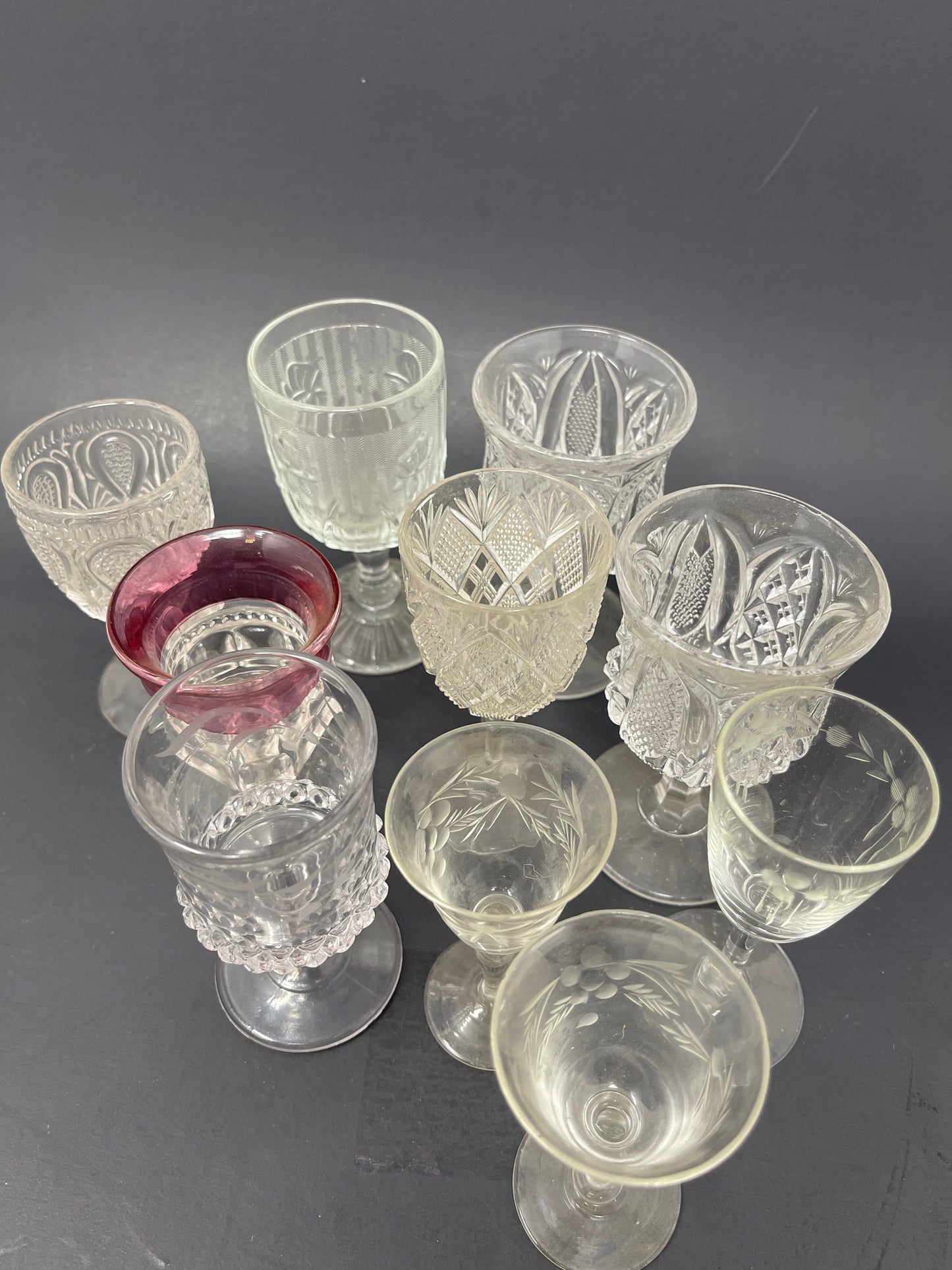 Set Of 10 Crystal Cordial Glasses