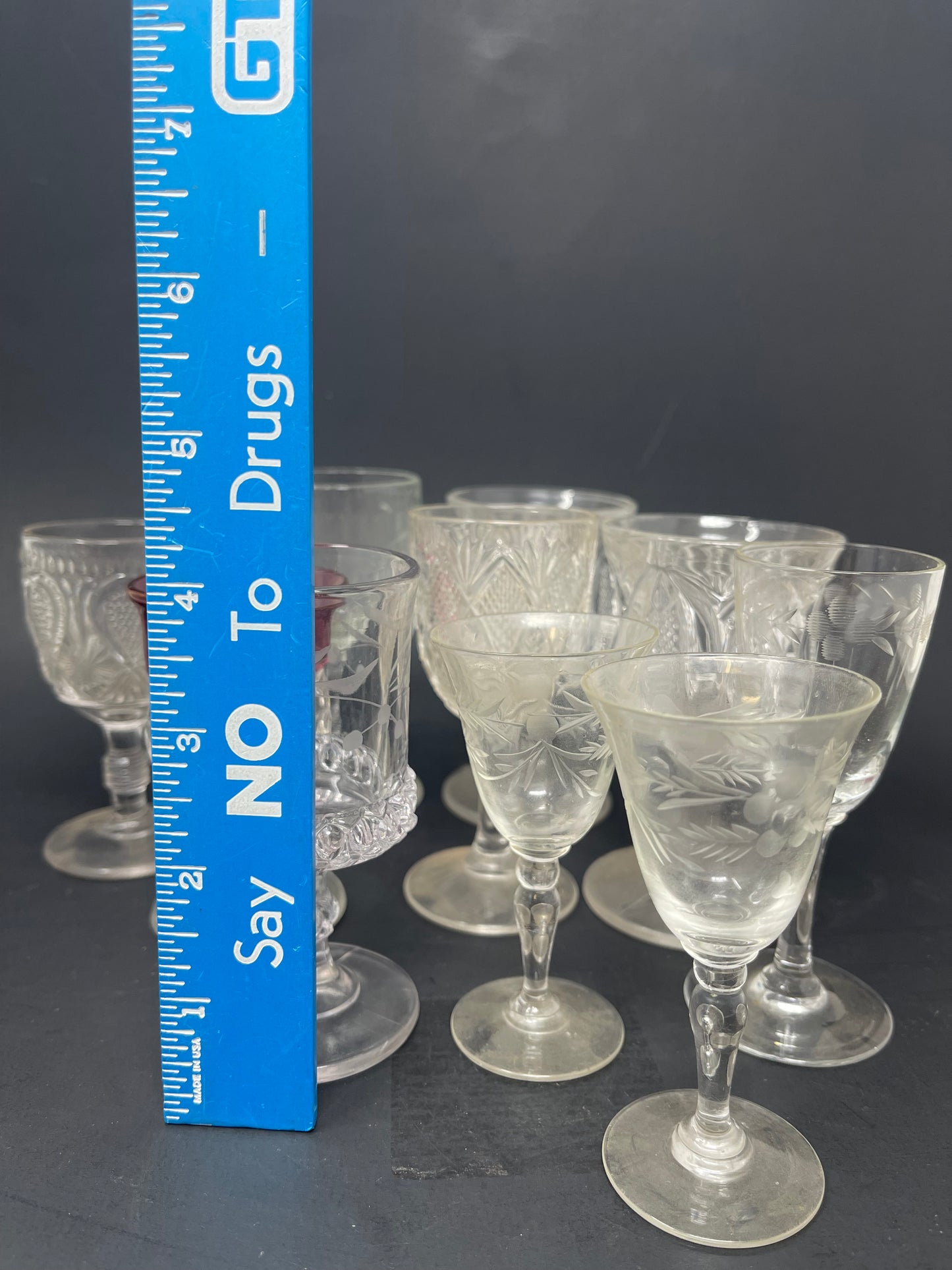 Set Of 10 Crystal Cordial Glasses