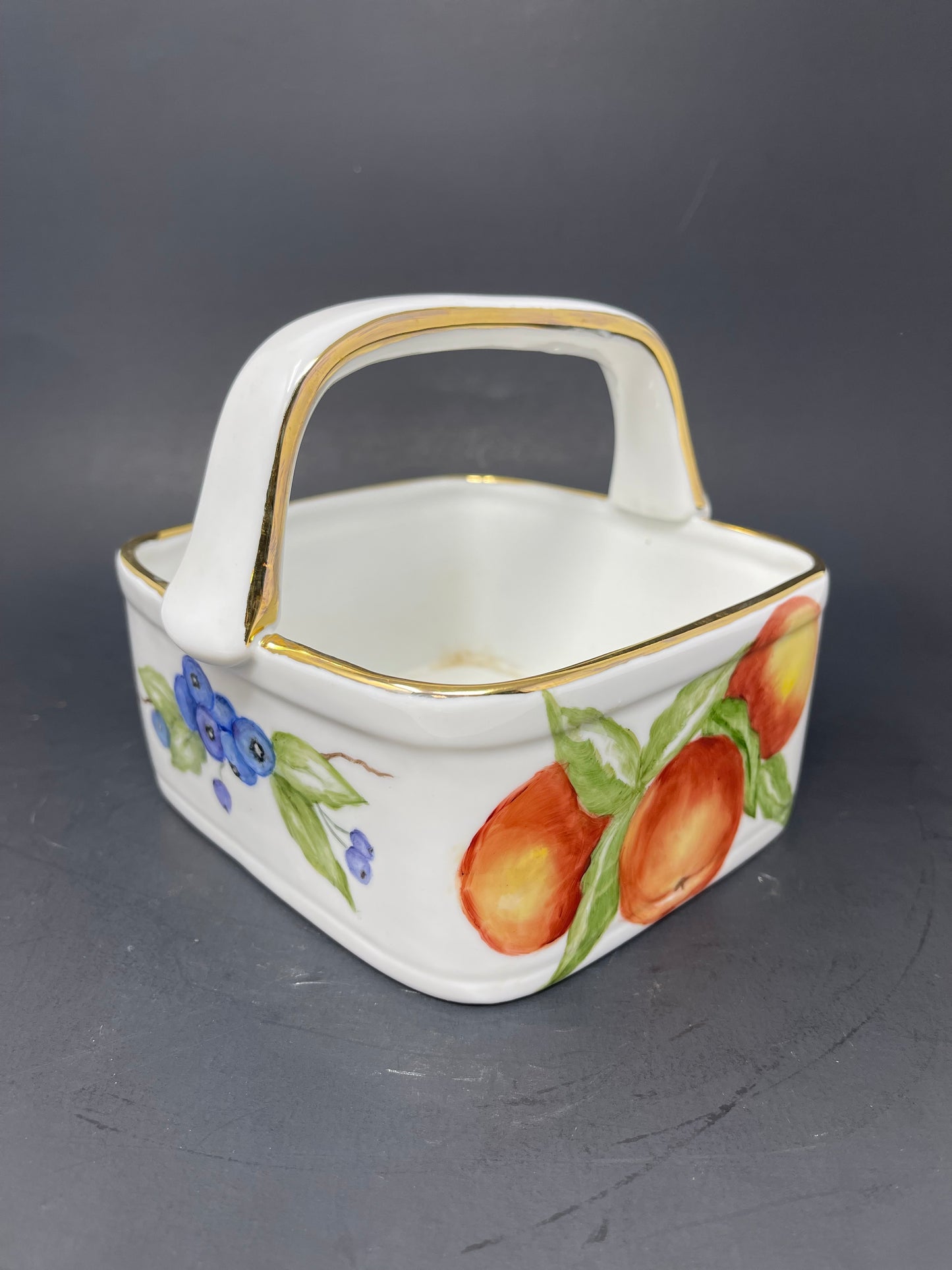 Vintage Porcelain Basket Bowl