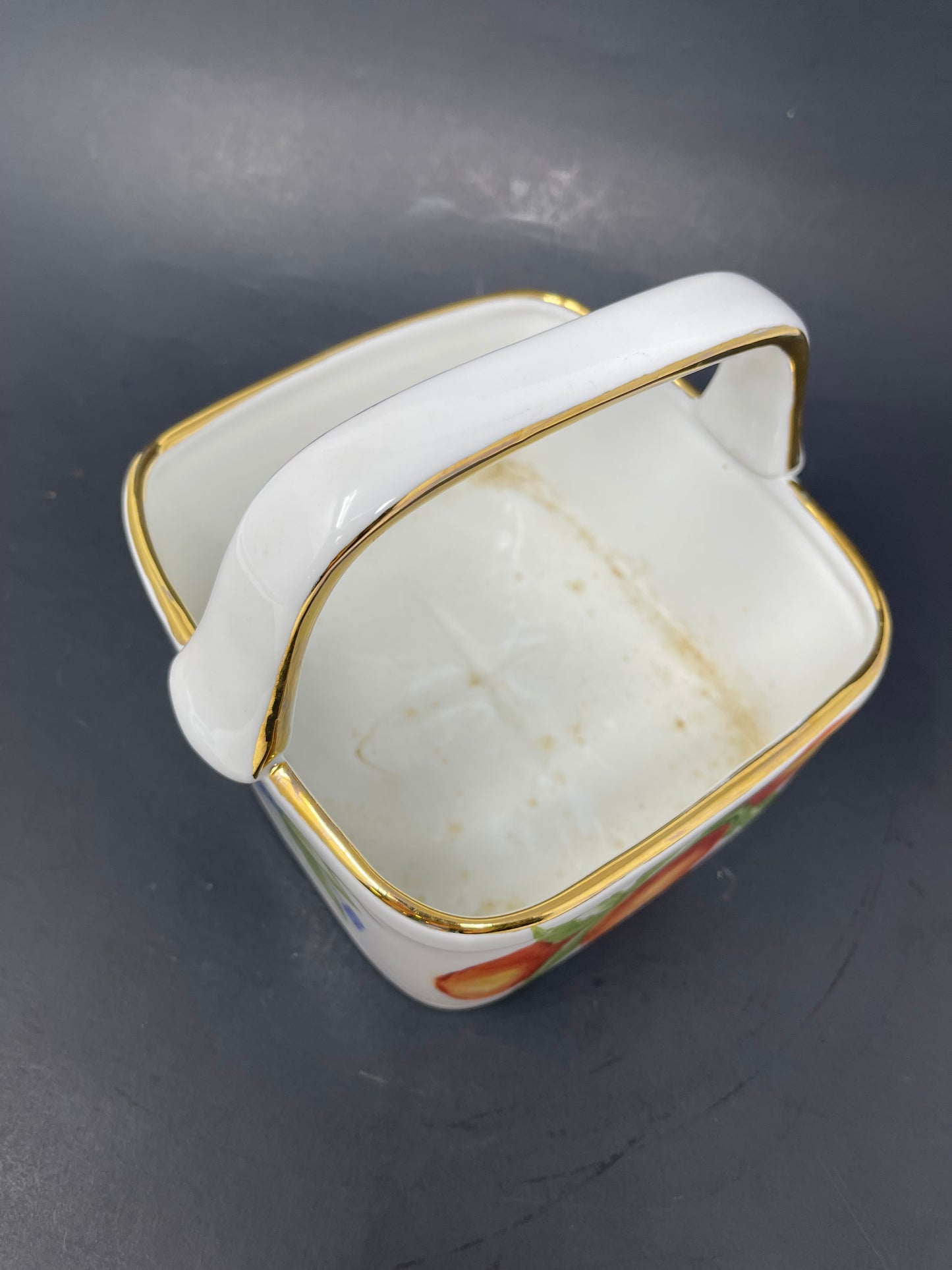 Vintage Porcelain Basket Bowl