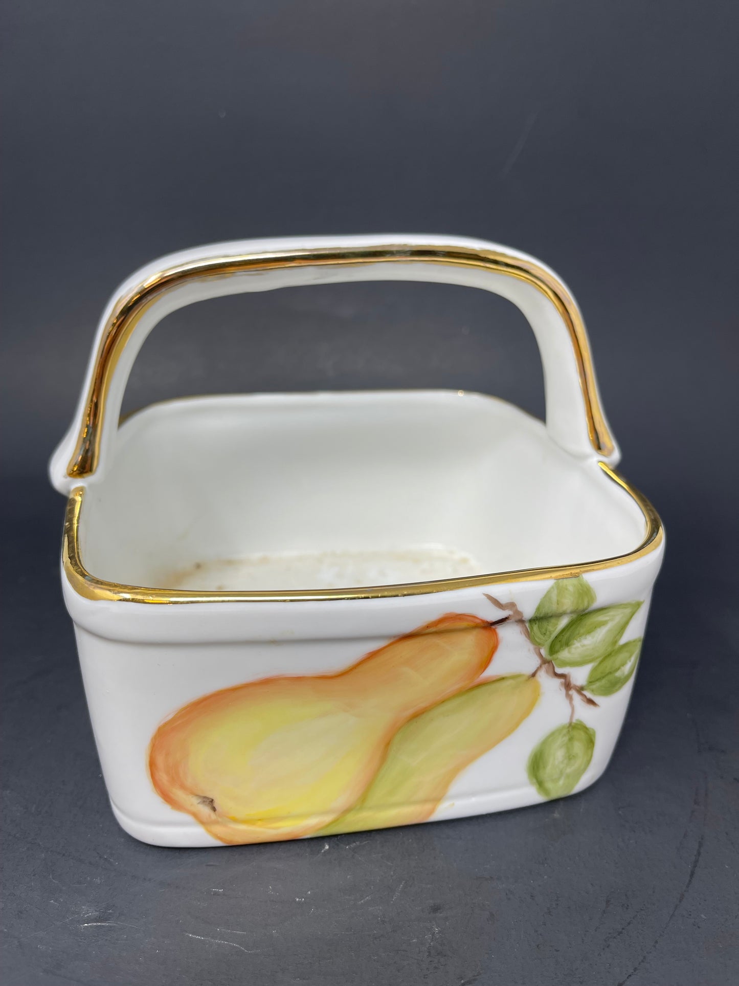 Vintage Porcelain Basket Bowl
