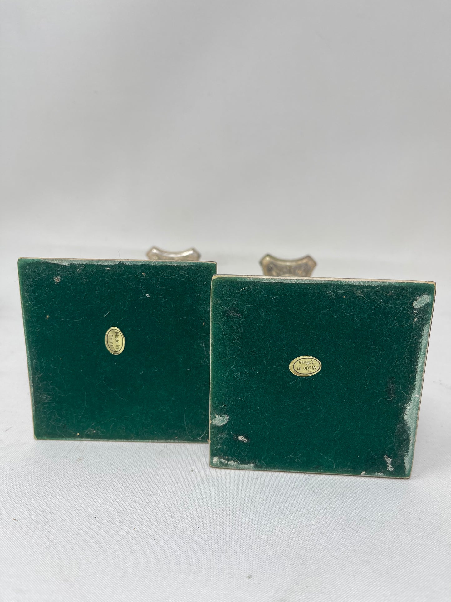 Pair Of Corinthian Column Silver Tone Candlestick Holders