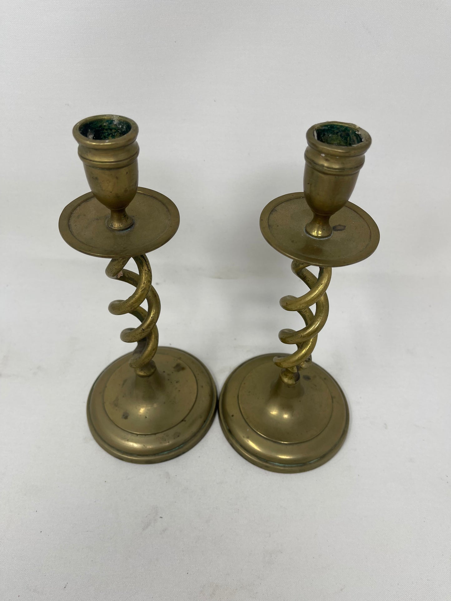 Vintage Brass "Barley Twist" Candlestick Pair