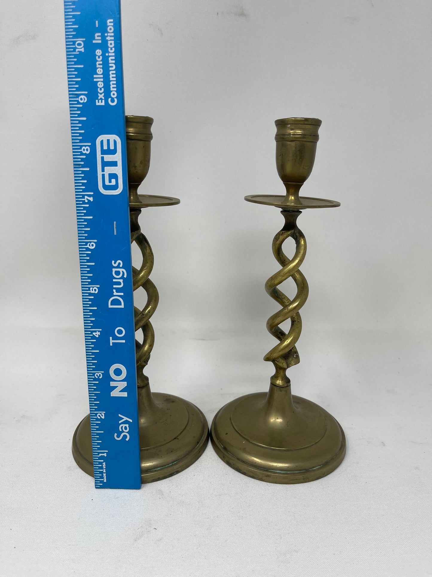 Vintage Brass "Barley Twist" Candlestick Pair