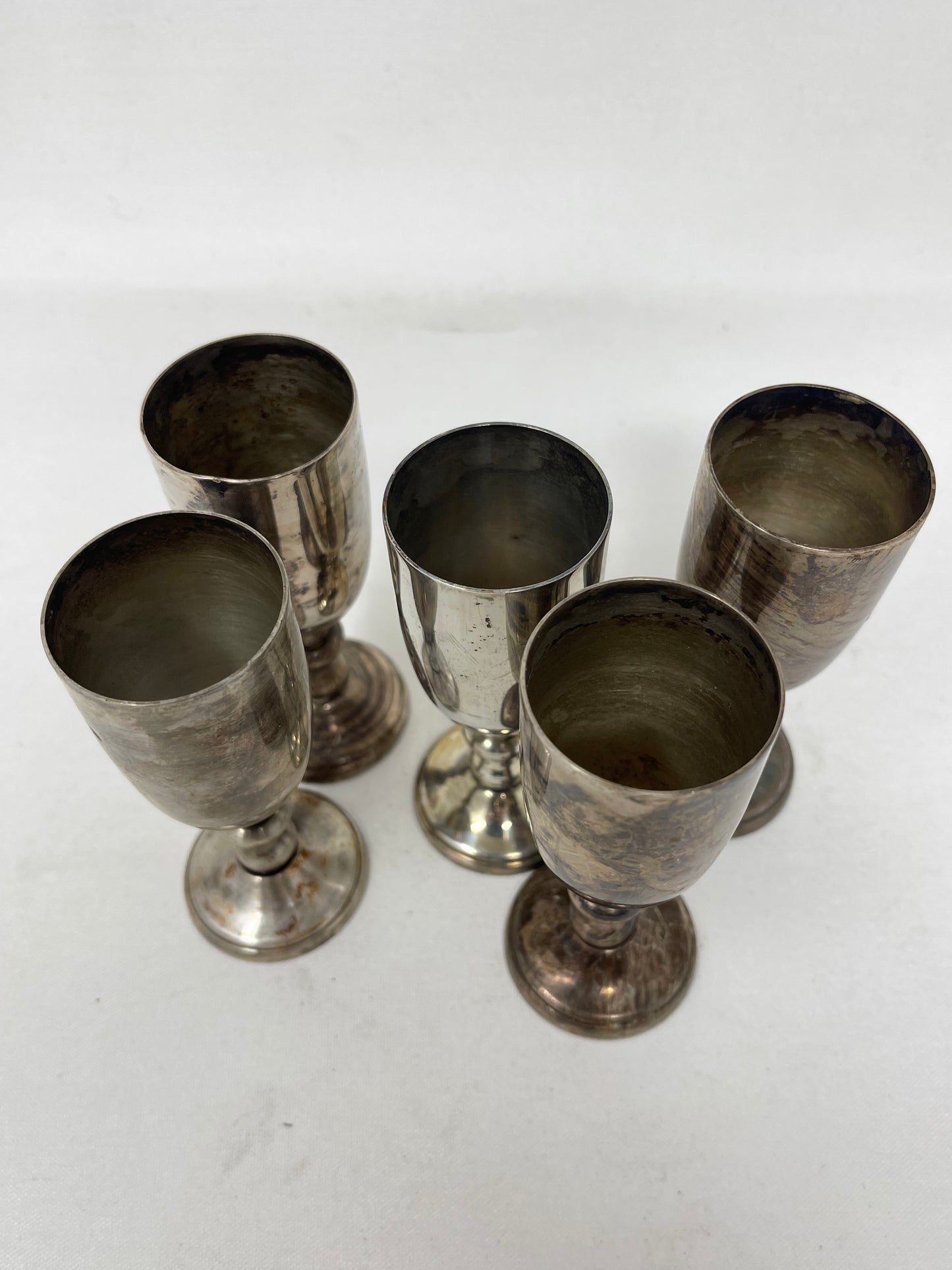5 Piece Silver Plate W&S Blackington Co. Goblet Shot Glasses