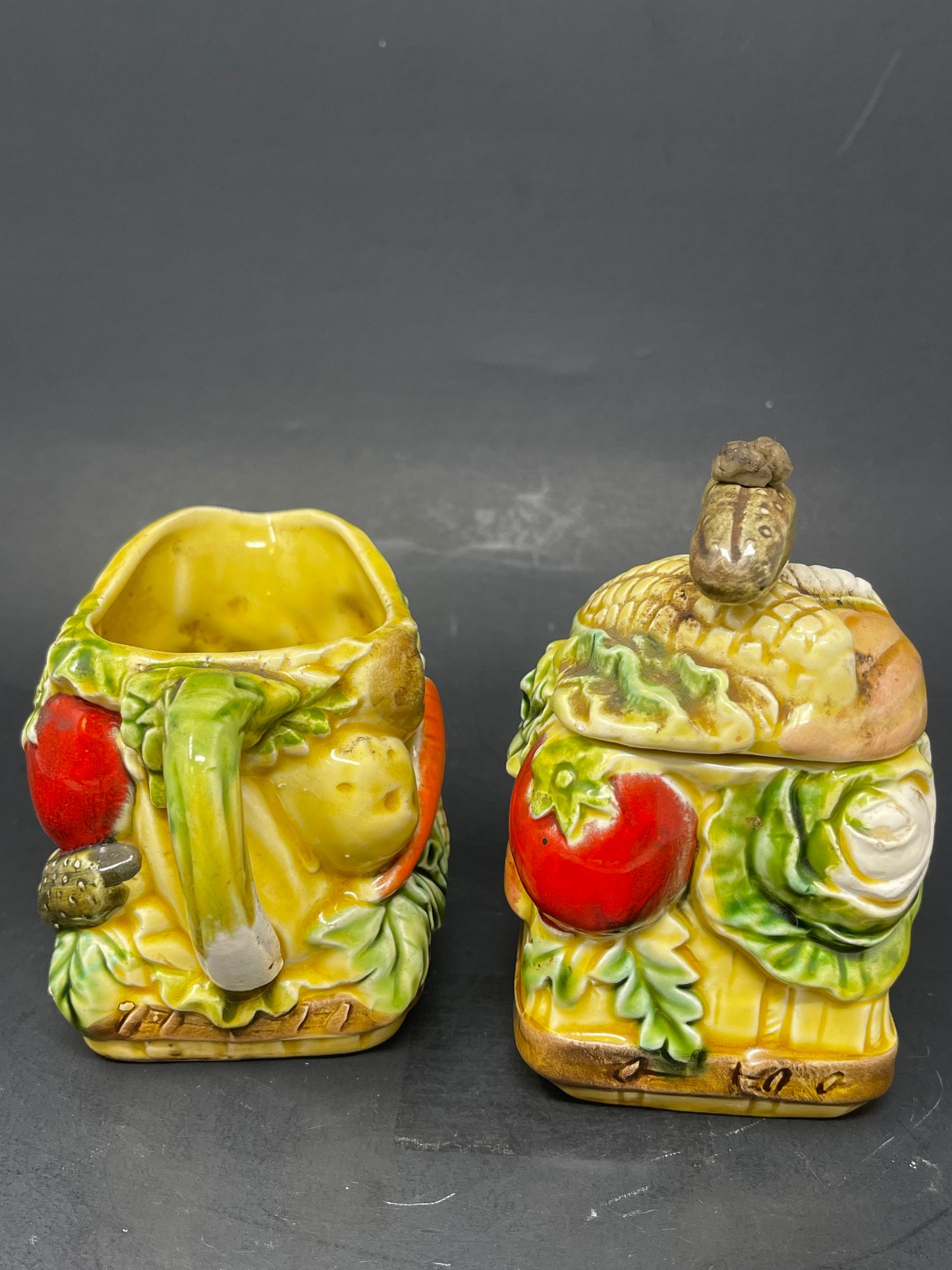 Vintage Vegetable Sugar Bowl & Creamer Set