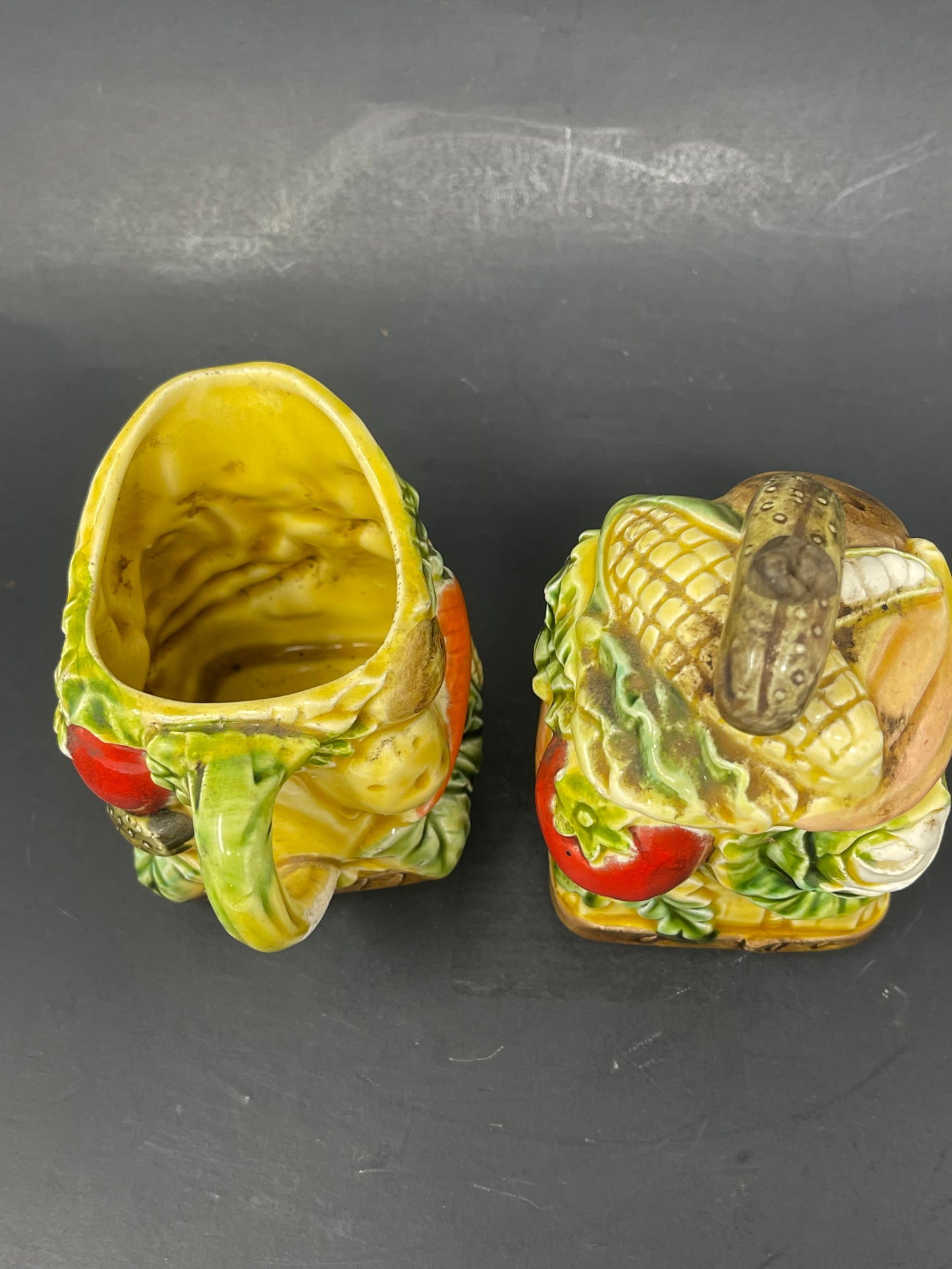 Vintage Vegetable Sugar Bowl & Creamer Set