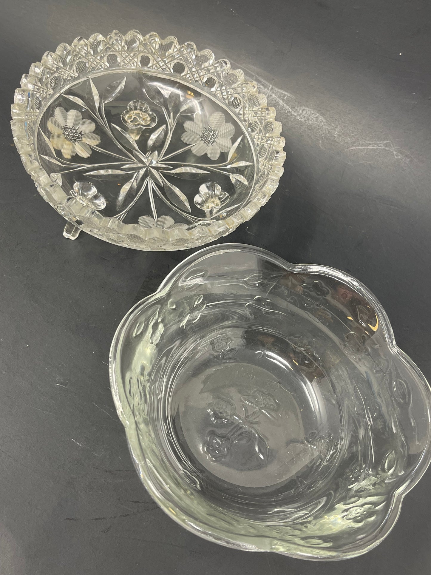 Set Of 2 Of Crystal Trinket Trays