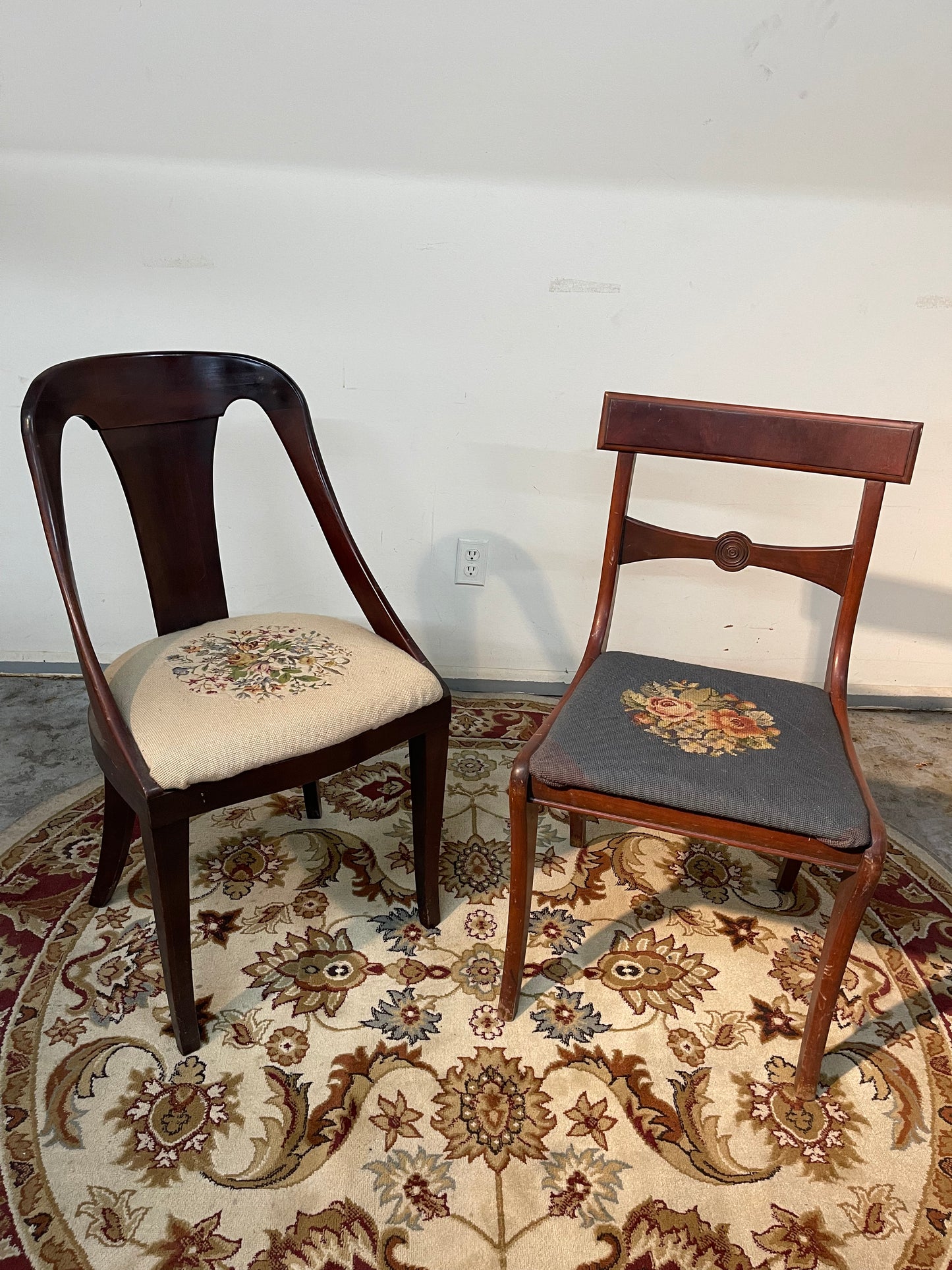 Set Of 2 Needlepoint Wooden Chairs