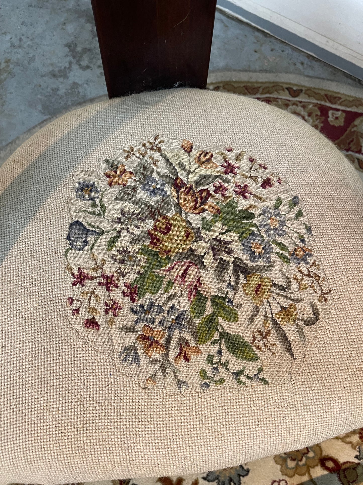 Set Of 2 Needlepoint Wooden Chairs