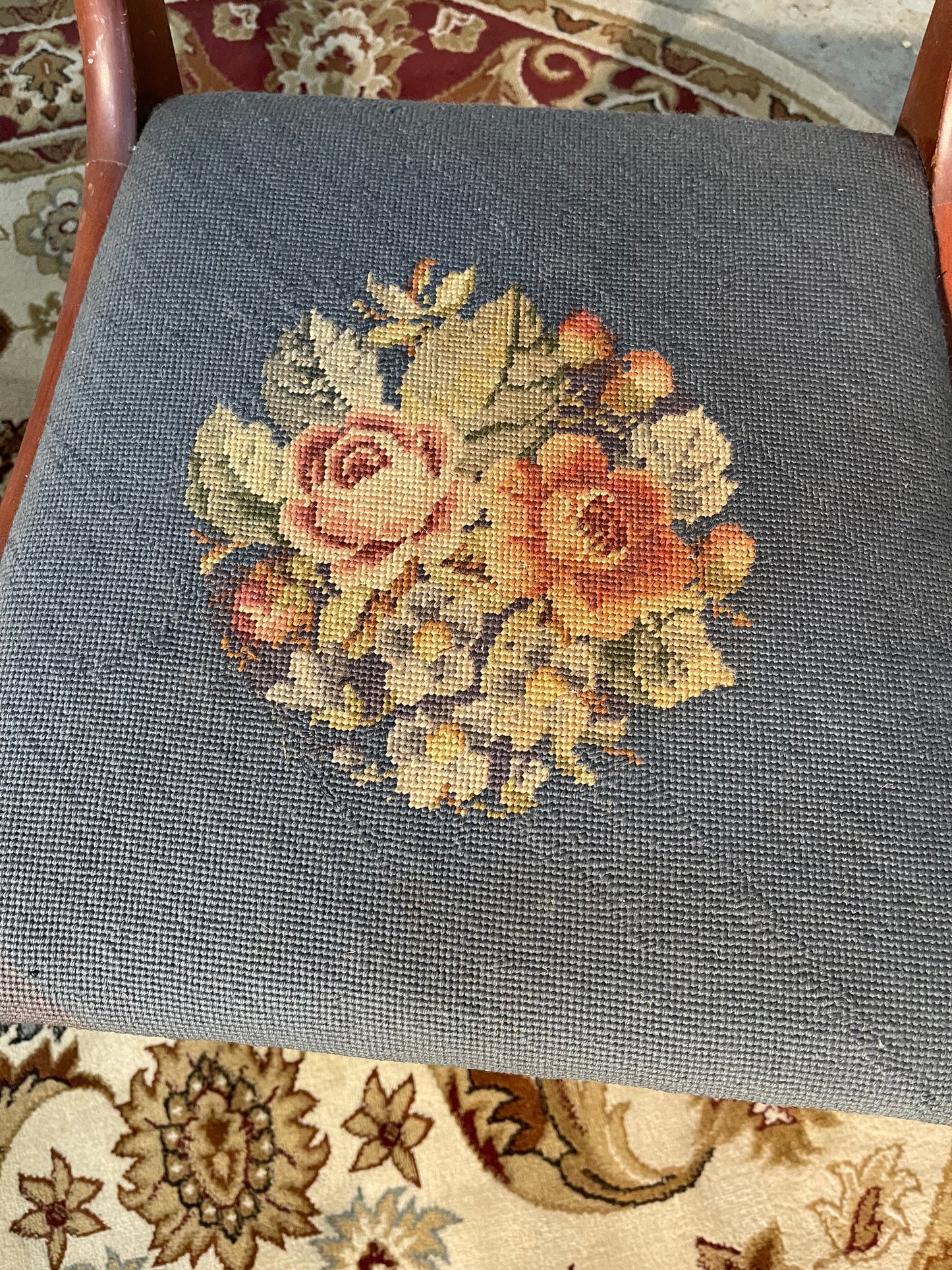 Set Of 2 Needlepoint Wooden Chairs